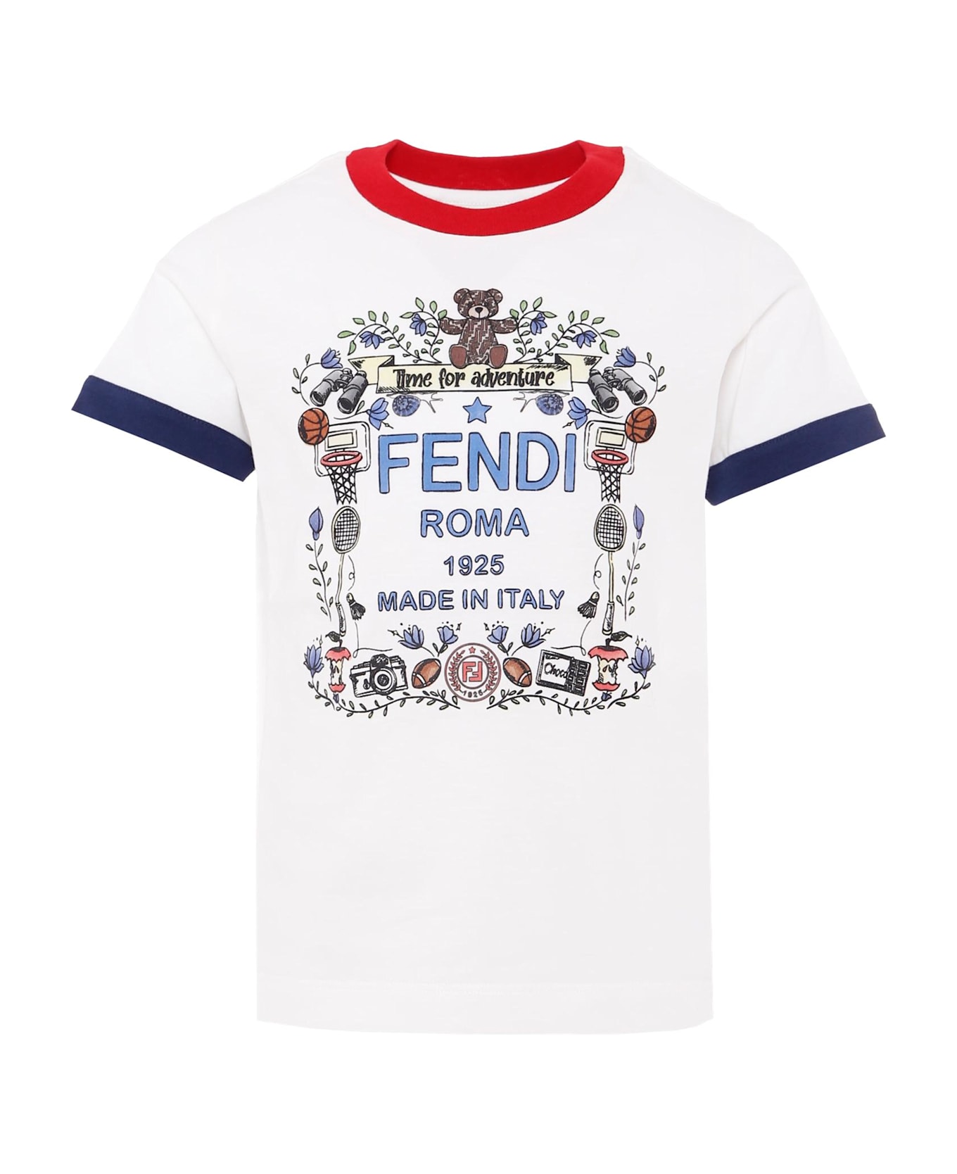 Fendi White T-shirt With Logo For Kids - White