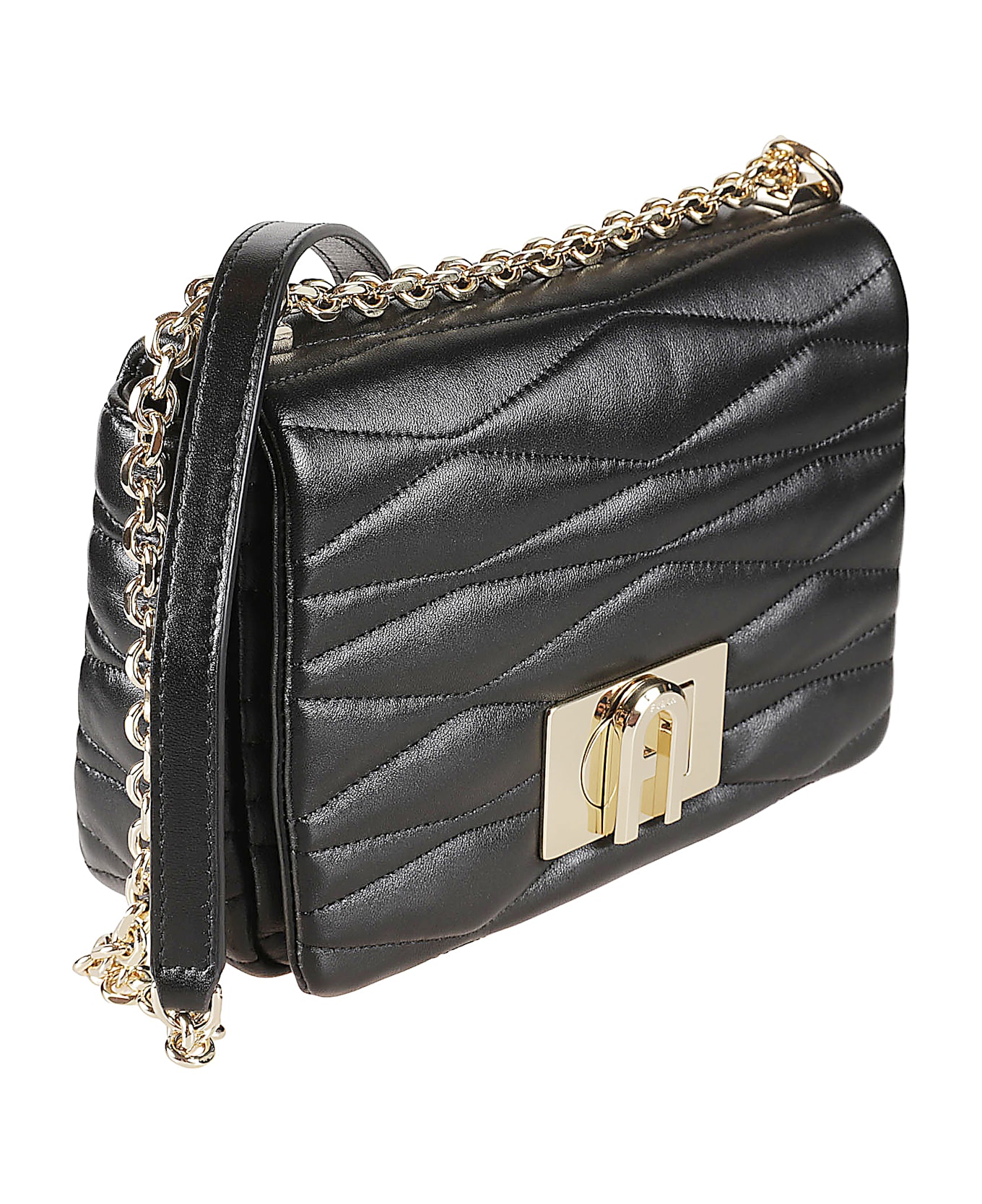 Furla Quilted Chain Strap Shoulder Bag - Black