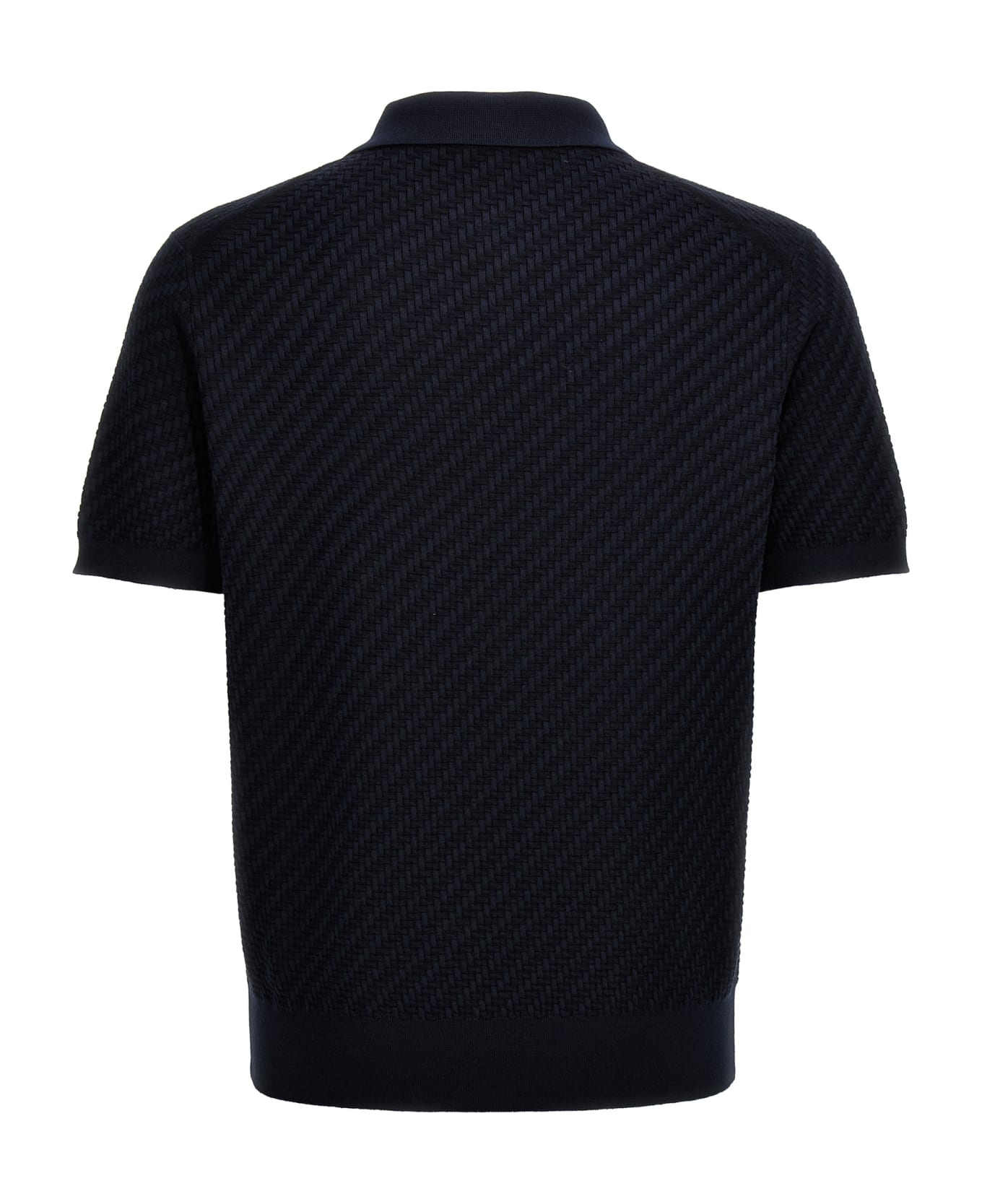 Brioni Woven Knit Polo Shirt - Blue