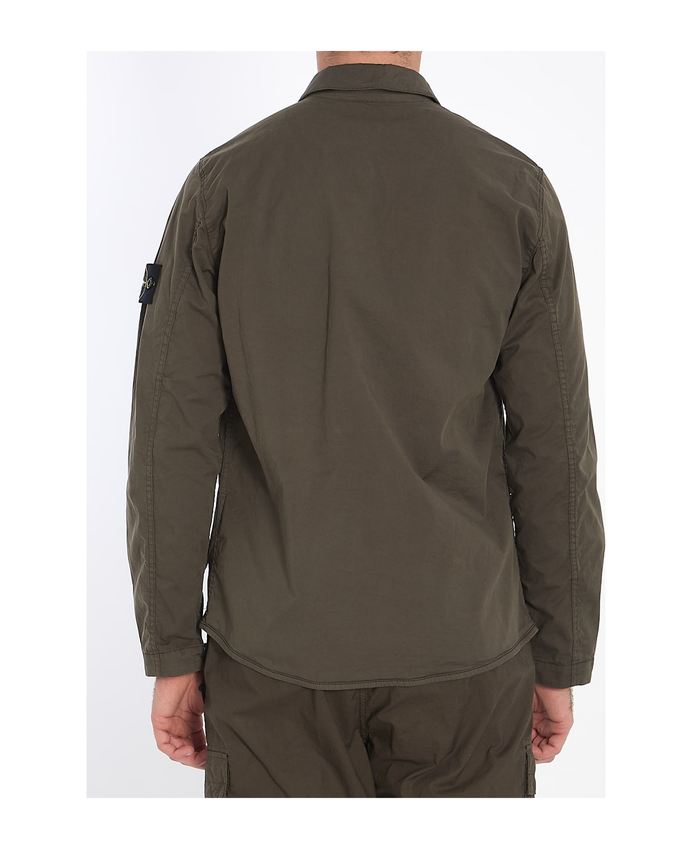 Stone Island Cotton Twill Shirt - MILITARY GREEN