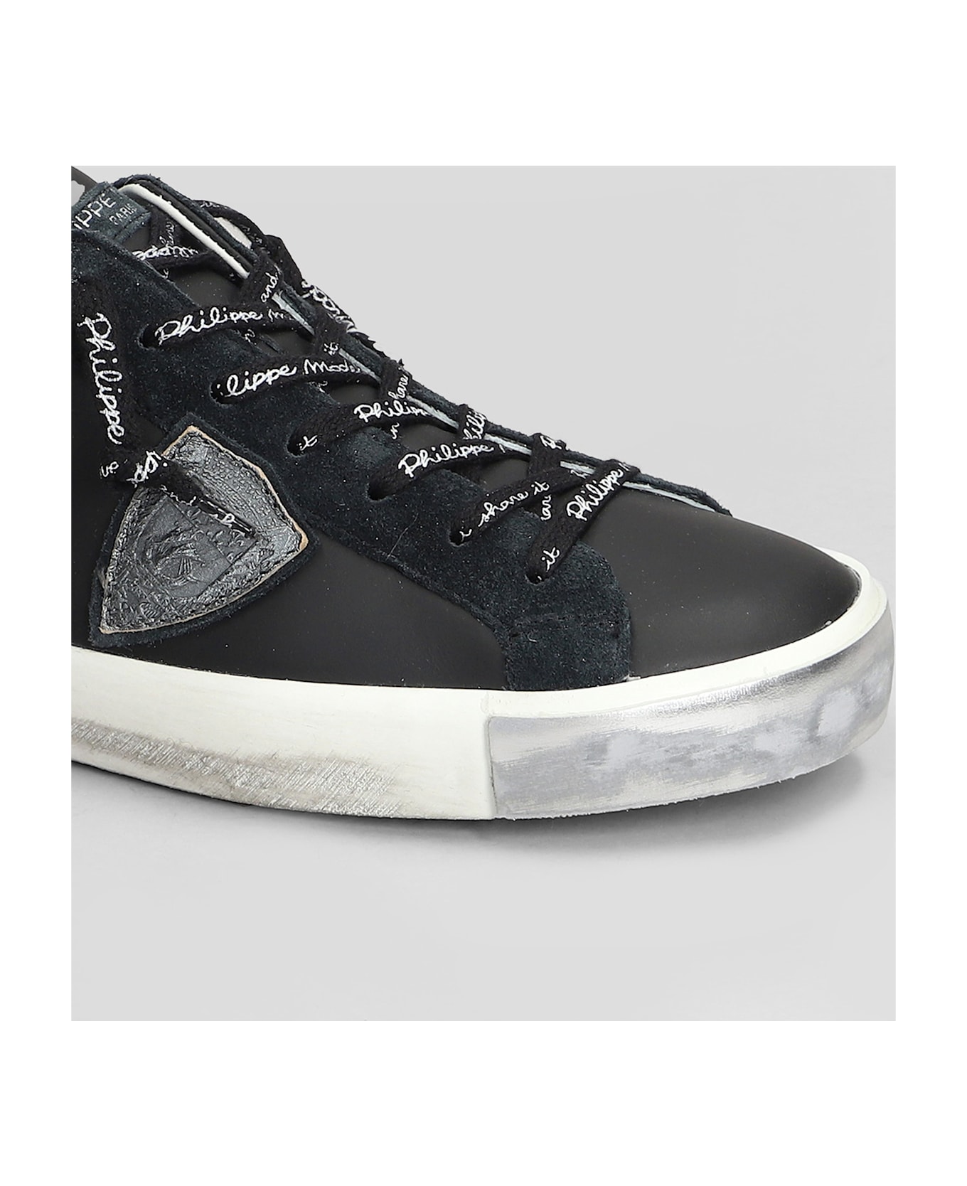 Philippe Model Prsx Low Sneakers In Black Leather - black