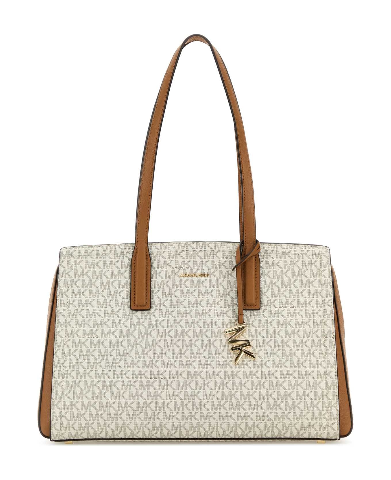 Michael Kors Printed Canvas Medium Laila Shopping Bag - VANILLAACRN