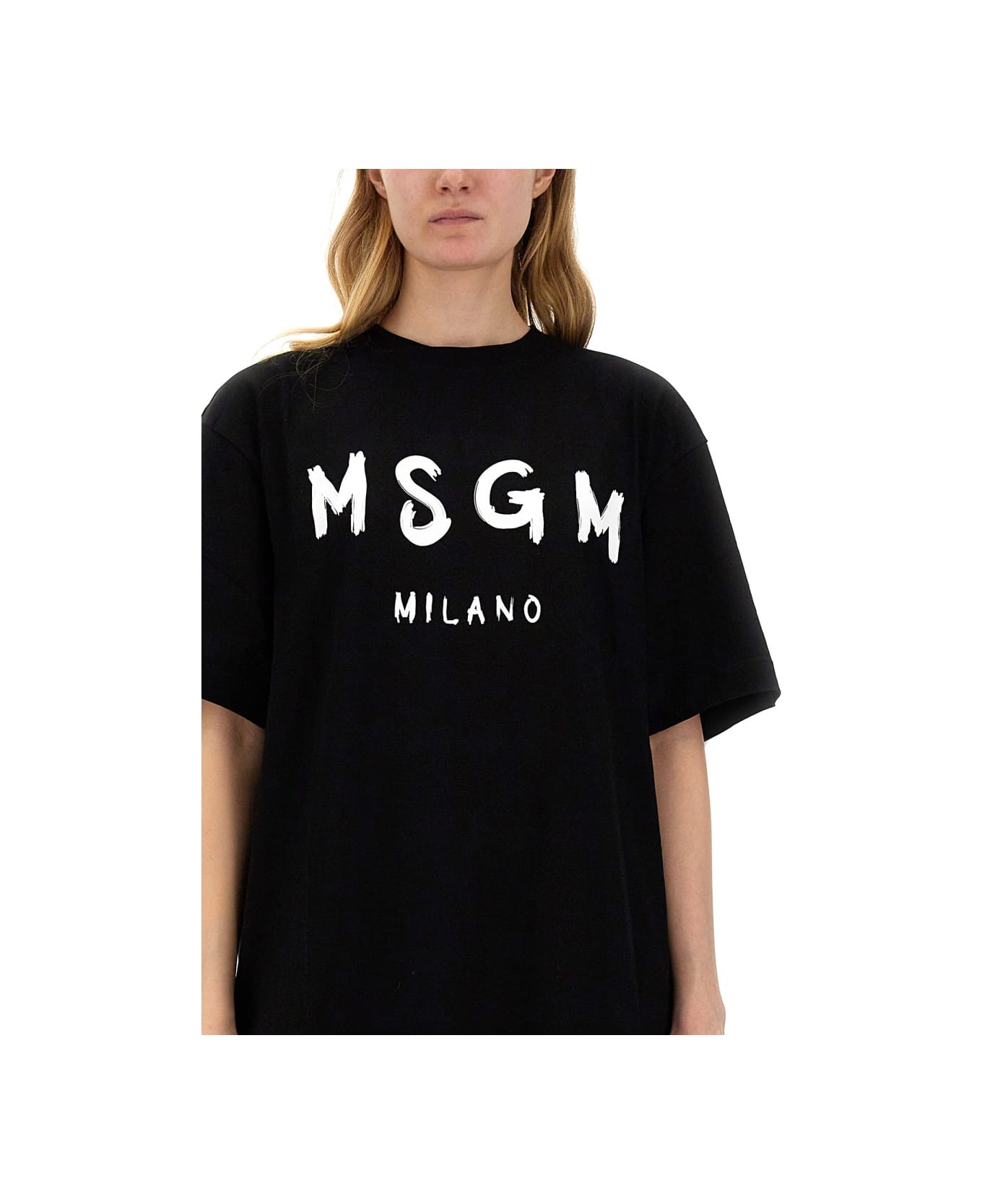 MSGM Brushed Logo Dress - BLACK ワンピース＆ドレス