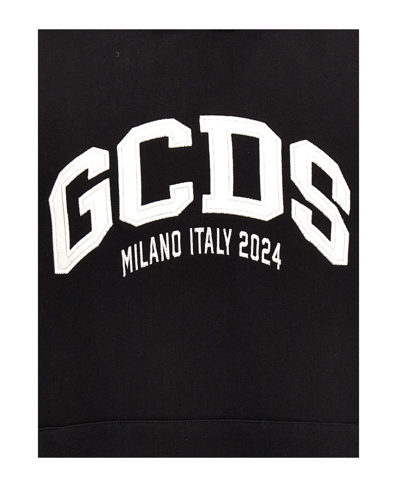 GCDS Logo Embroidery Hoodie - White/Black