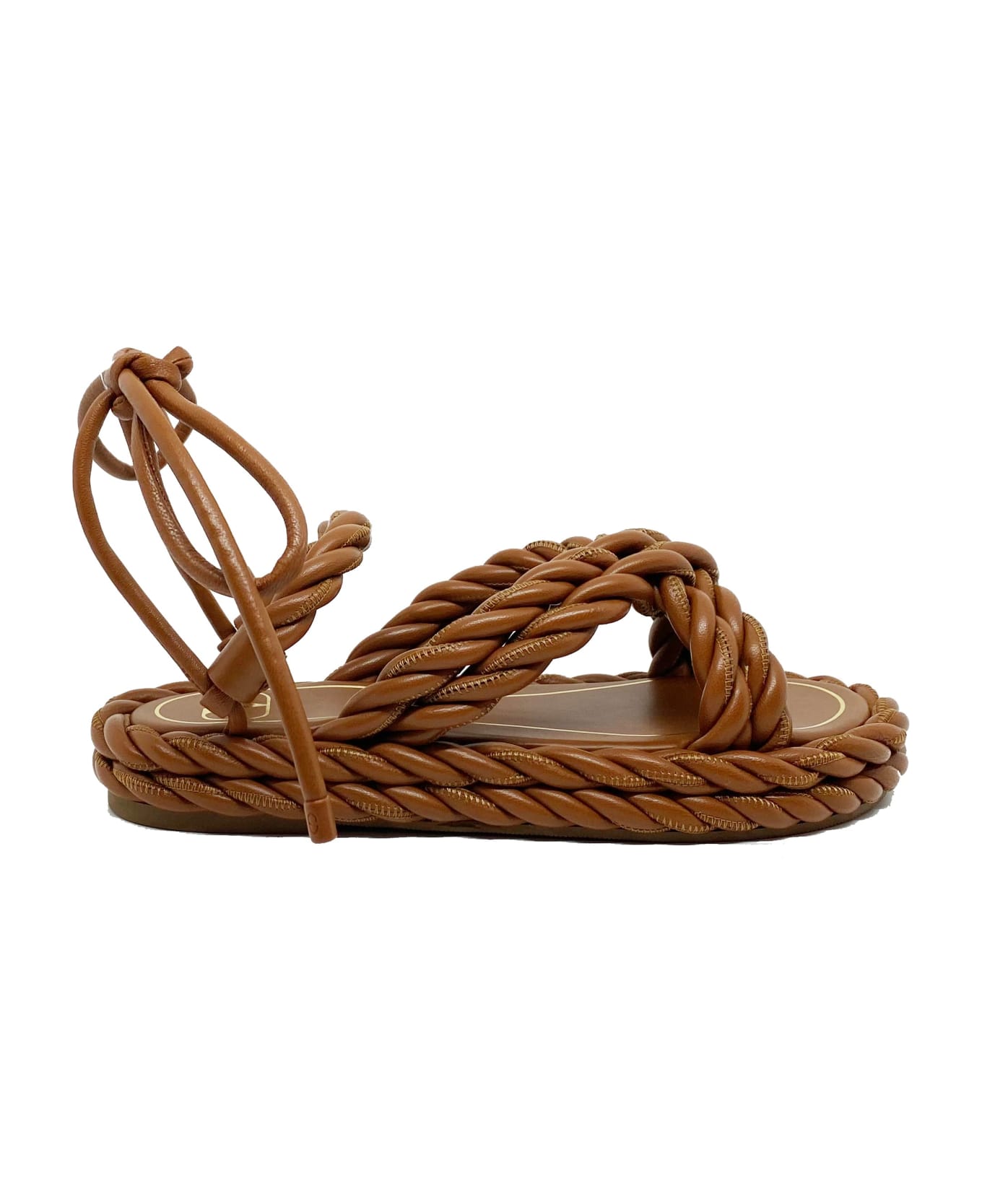 Valentino Garavani The Rope Leather Sandals - Brown