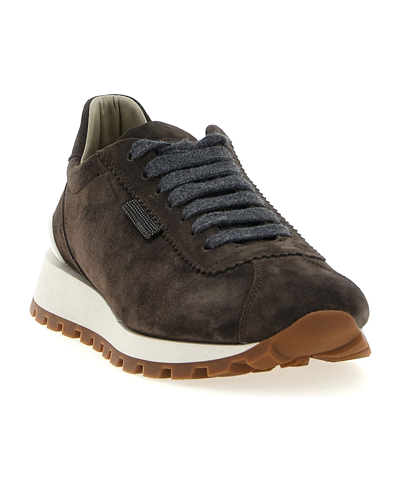 Brunello Cucinelli Shiny Tab Sneakers - Brown