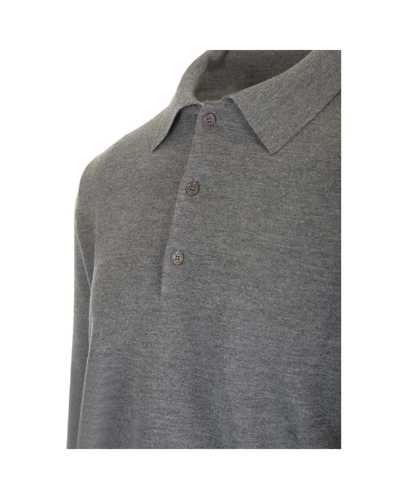 Valentino Garavani Vlogo Long Sleeve Wool Polo - Grey