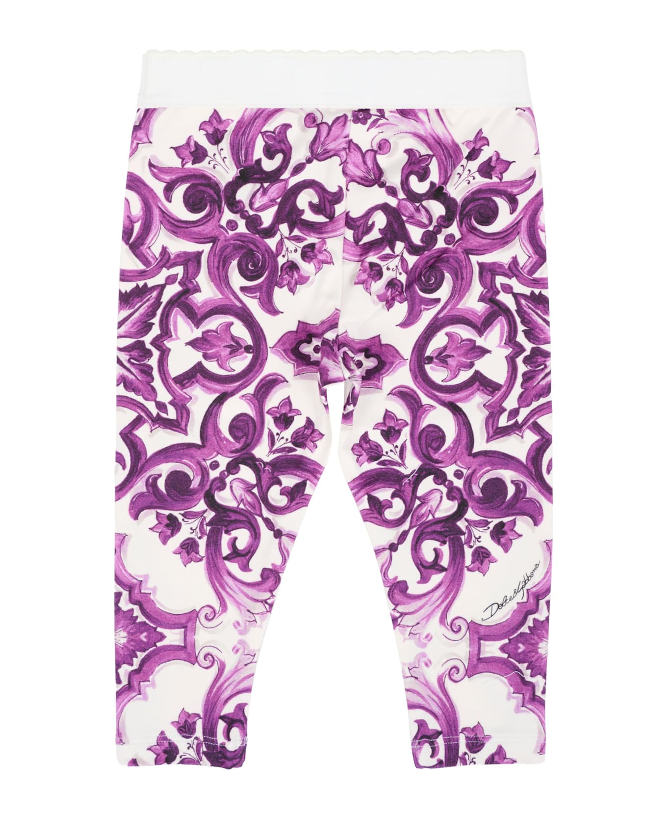 Dolce 
Gabbana Purple Leggings For Baby Girl With Majolica Print - Violet ボトムス