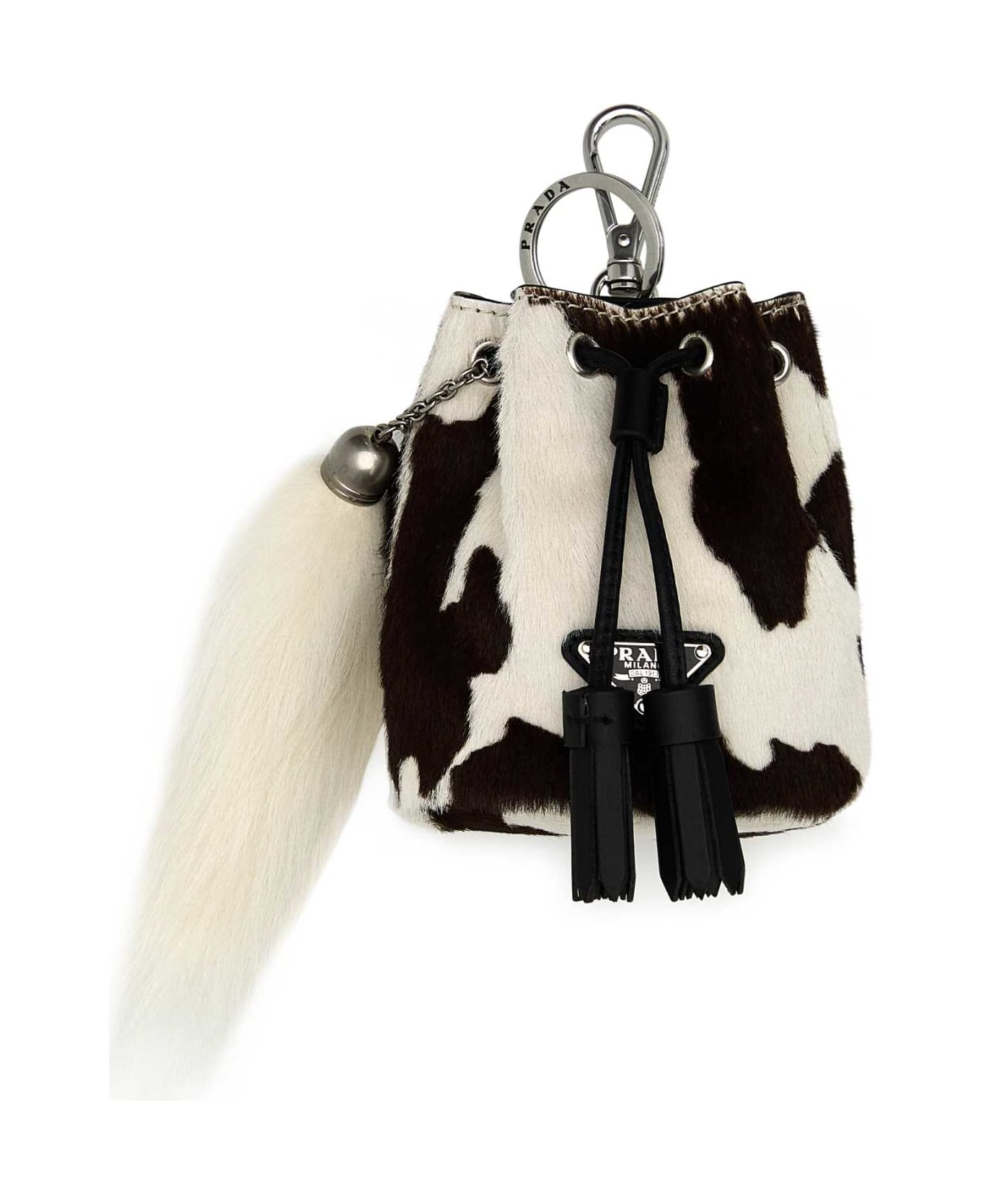 Prada Printed Calf Hair Pouch - BIANCO/NERO ヘアアクセサリー