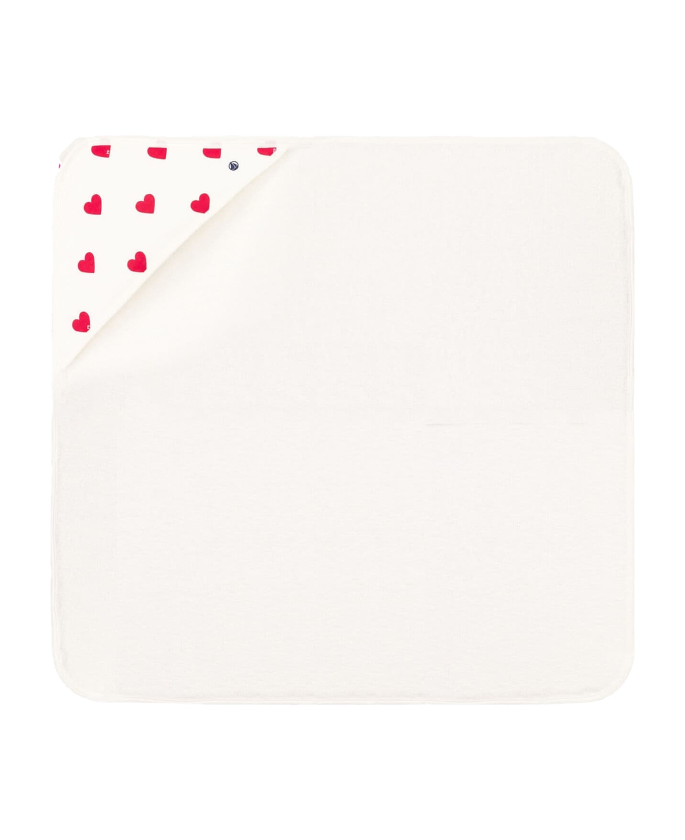 Petit Bateau White Bathrobe For Baby Girl With Red Hearts - White