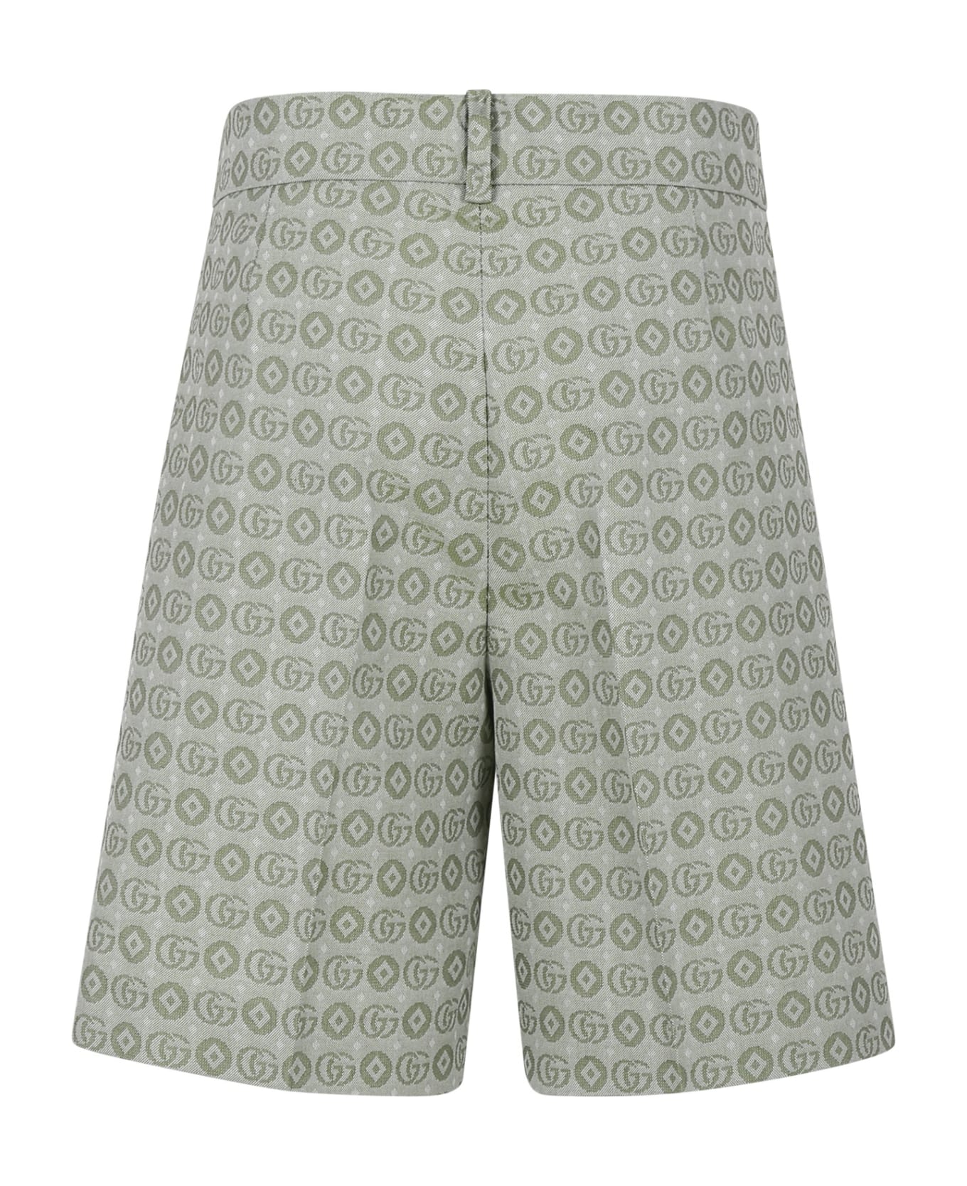 Gucci Green Shorts For Boy With Double G - Green ボトムス