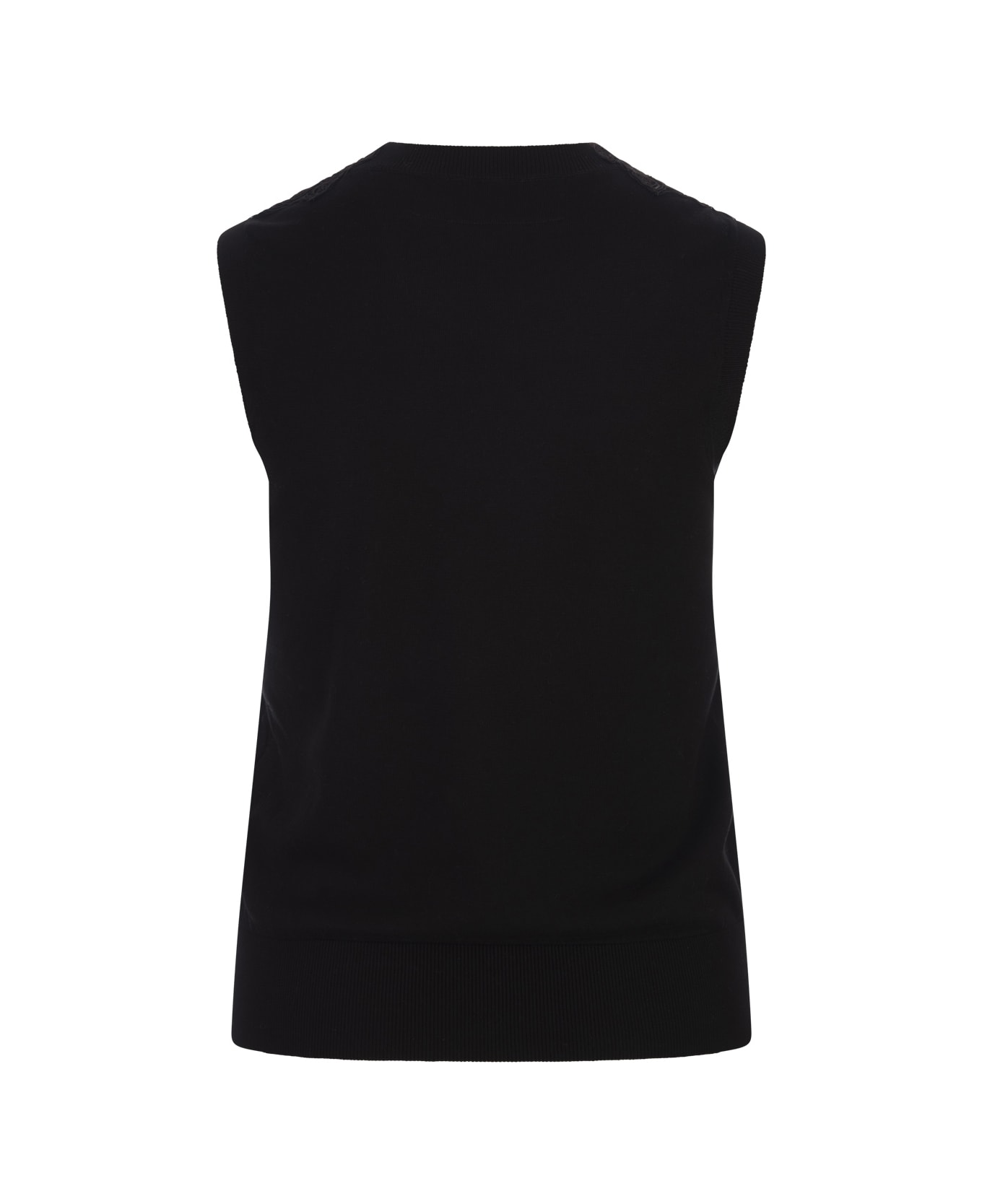 Ermanno Scervino Black Knitted Sleeveless Top With Lace - Black