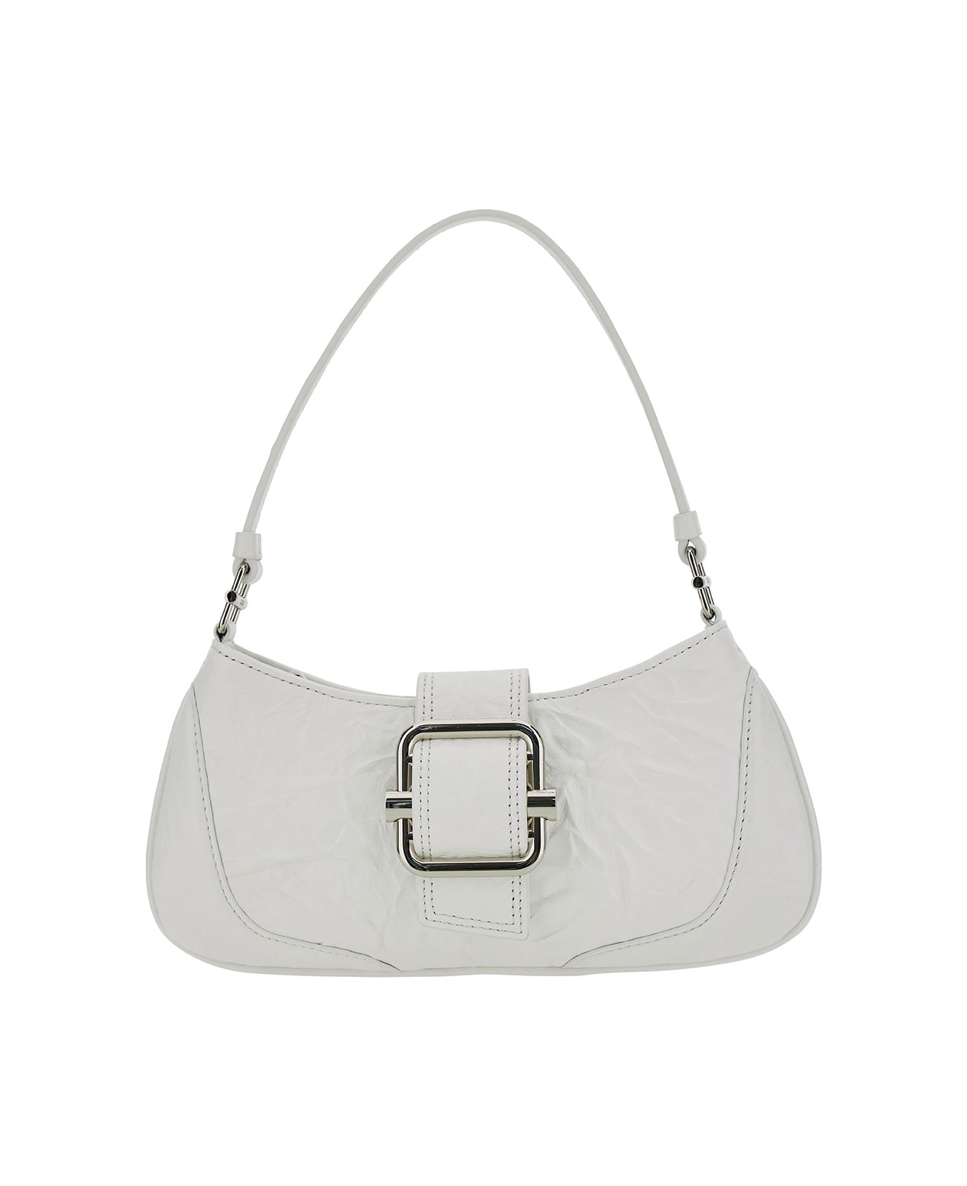 OSOI 'small Brocle' White Shoulder Bag In Hammered Leather Woman - White