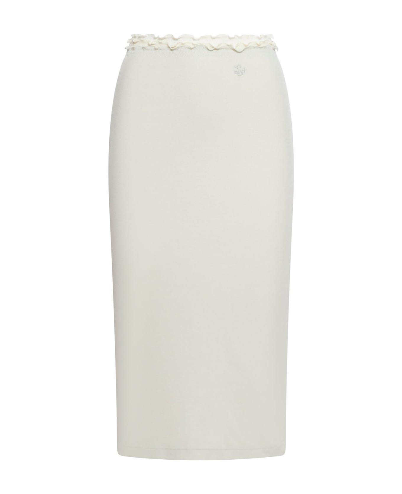 Jil Sander + High Waist Layered Midi Skirt - White