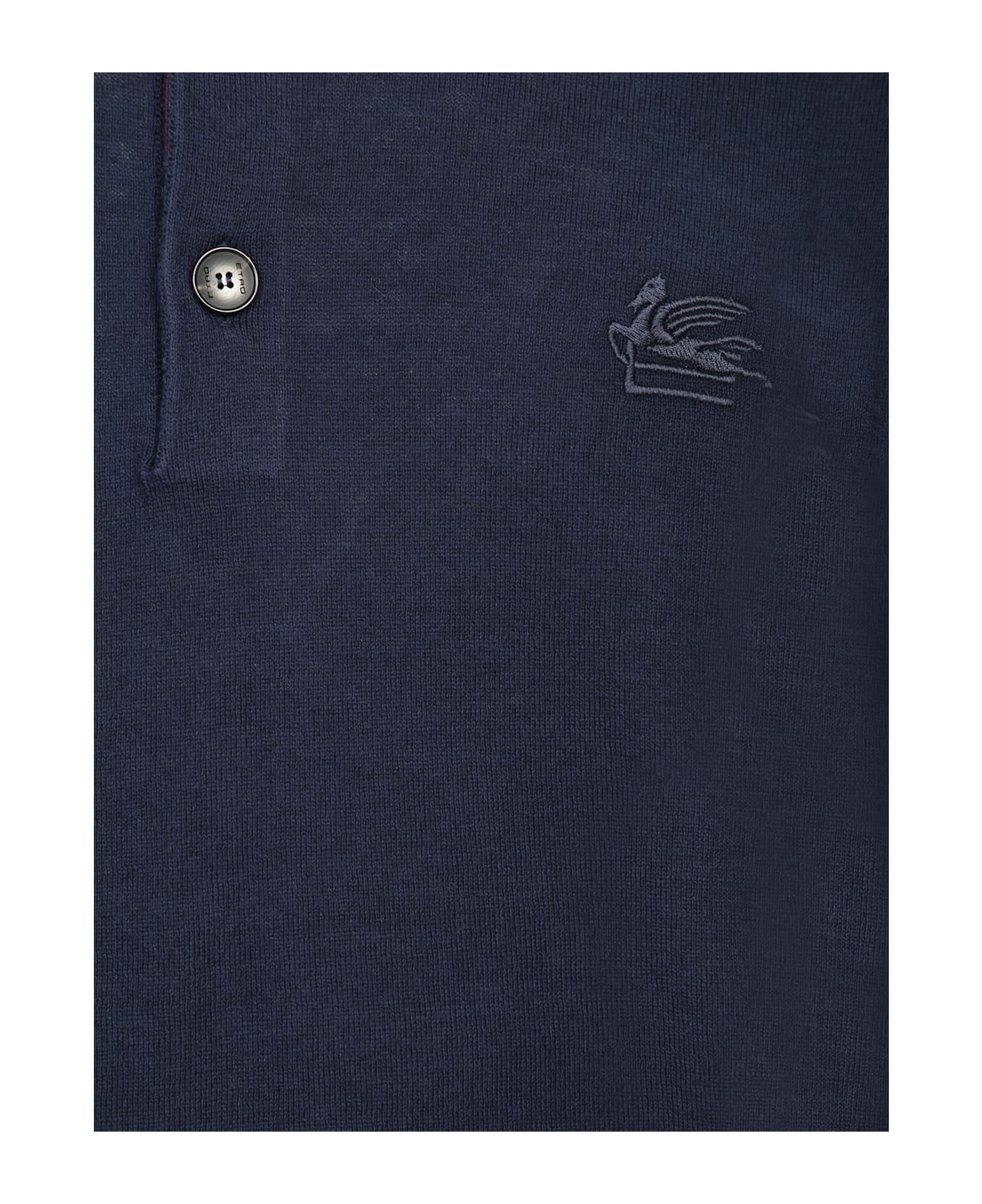 Etro Knitted Blue Polo Shirt - Blue