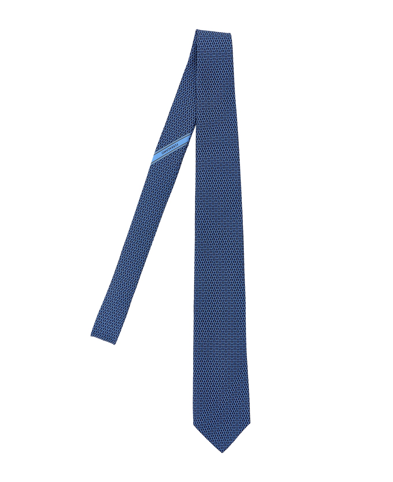 Ferragamo 'gancini' Print Tie - Blue