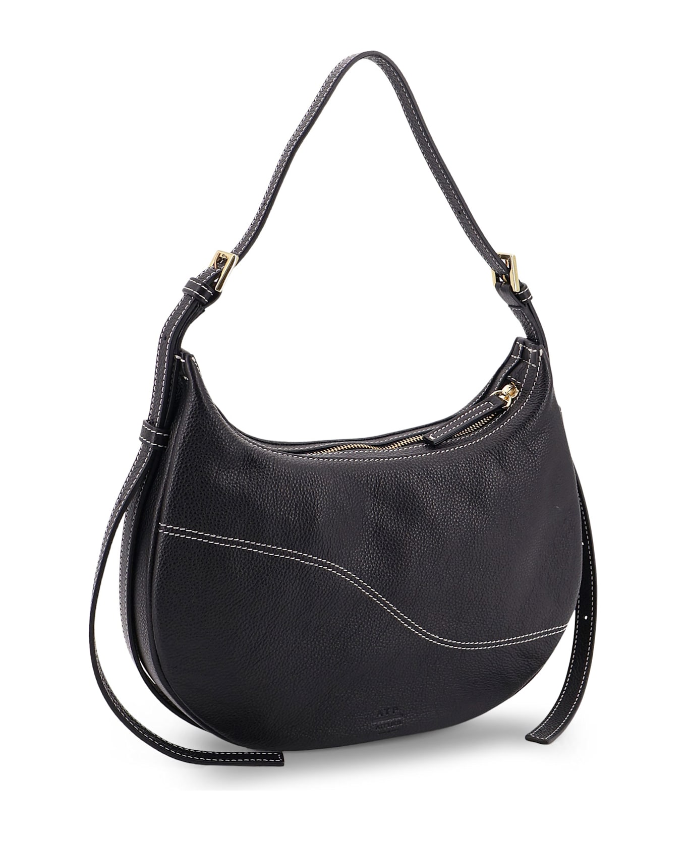 ATP Atelier Liveri Leather Shoulder Bag - Black Contrast Stitch