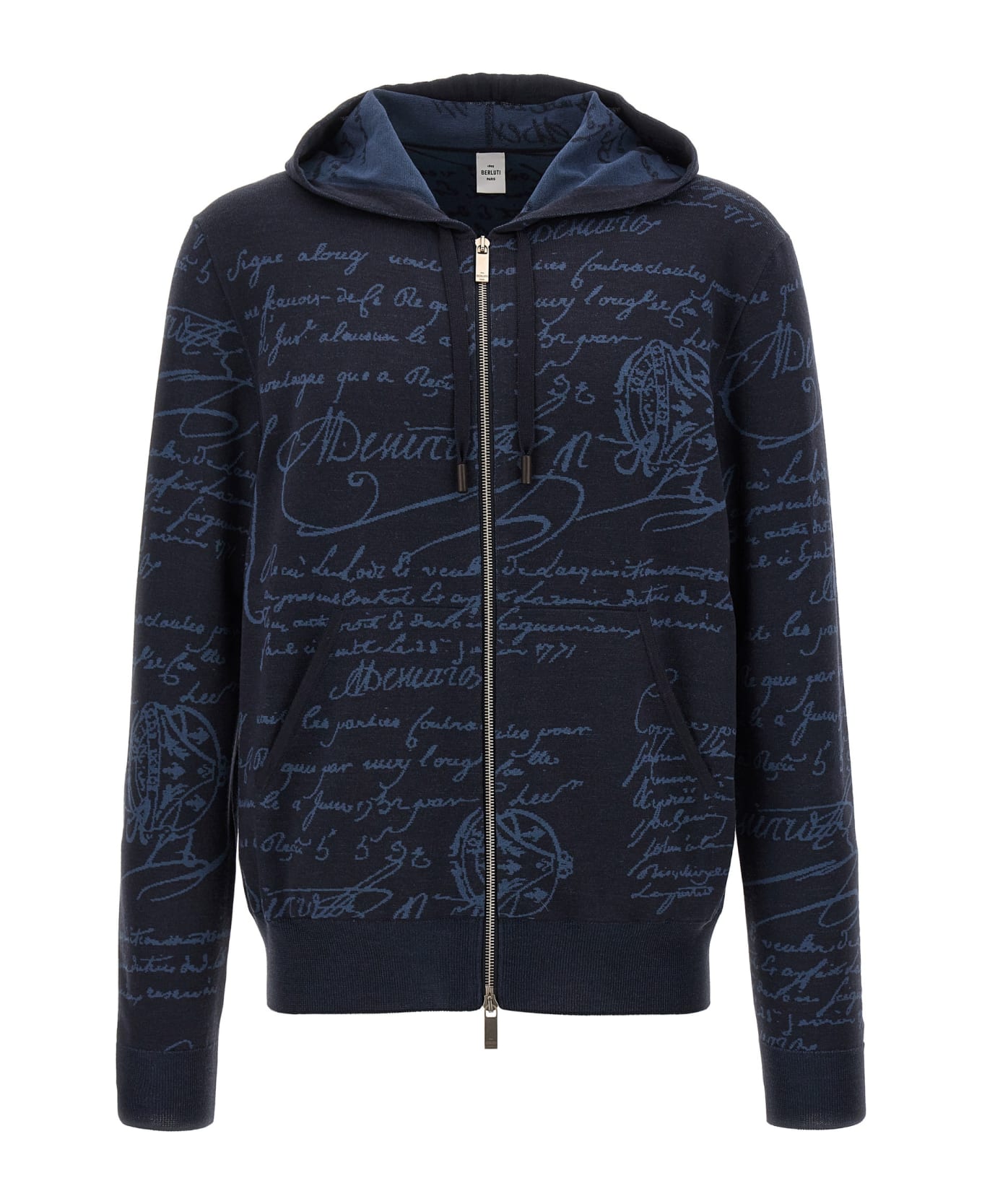 Berluti 'classic Scritto' Hooded Cardigan - Blue