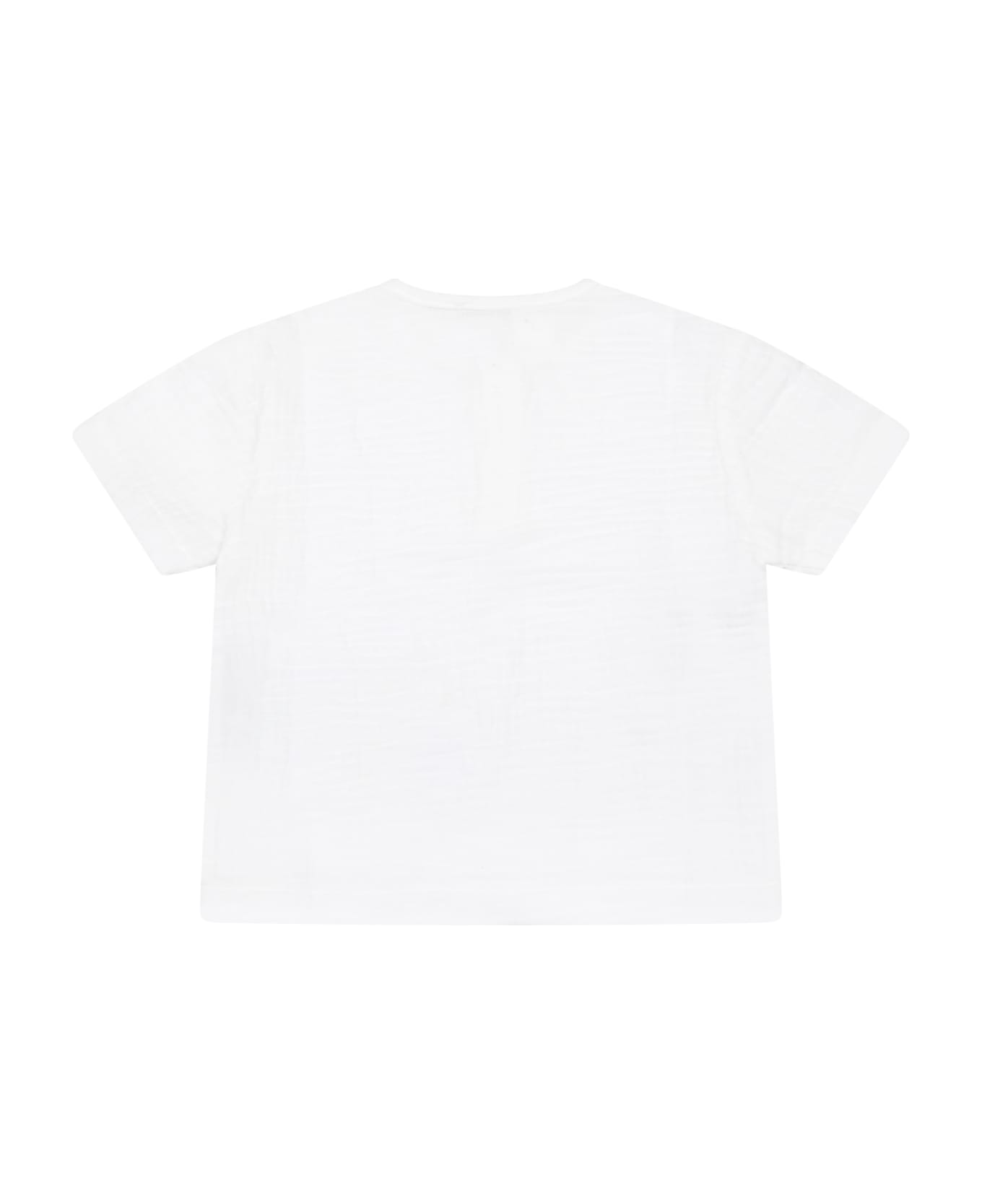 Le Petit Coco Beige T-shirt For Baby Kids - White シャツ