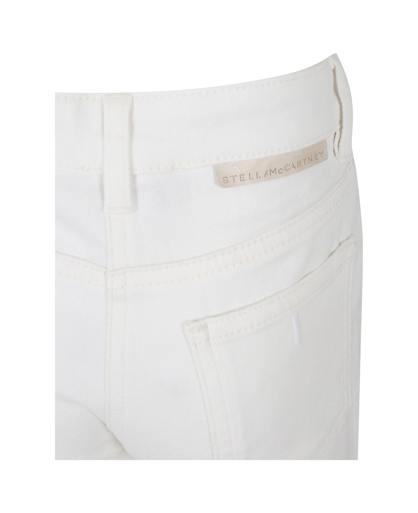 Stella McCartney Kids White Denim Jeans For Girl With Logo - White ボトムス