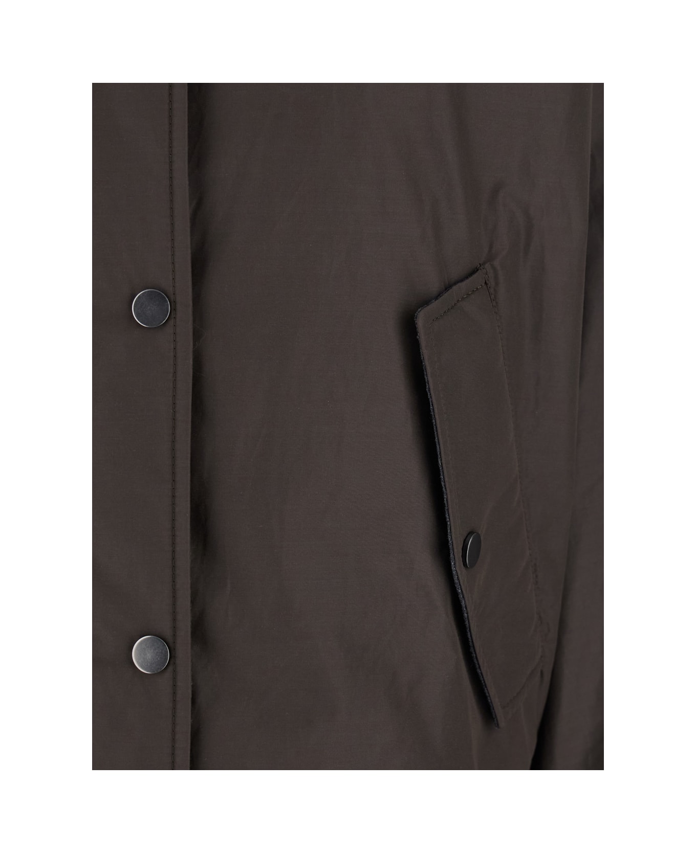 Brunello Cucinelli Green Jacket With Fixed Hood With Snap Buttons In Cotton Blend Woman - Green