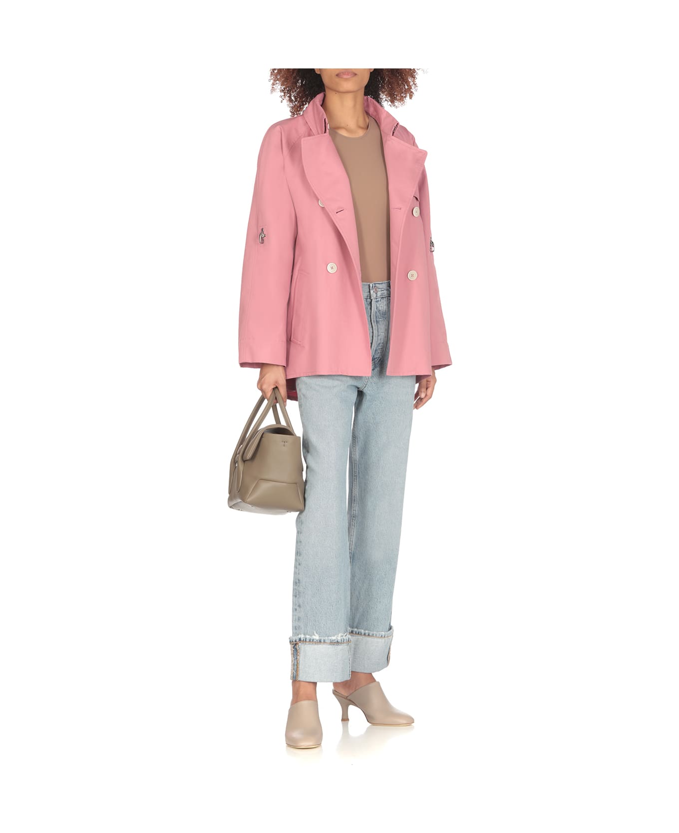 Fay Short Cotton Trench Coat - Pink