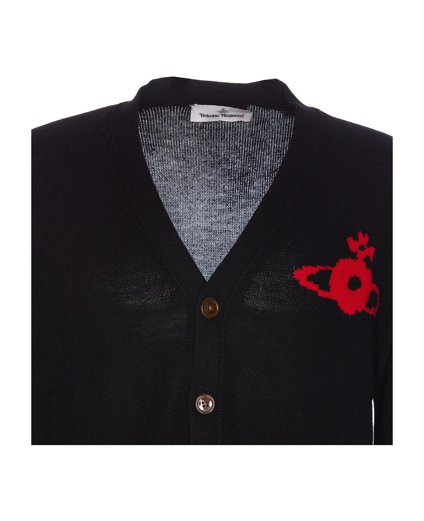 Vivienne Westwood Button-up V-neck Cardigan - BLACK