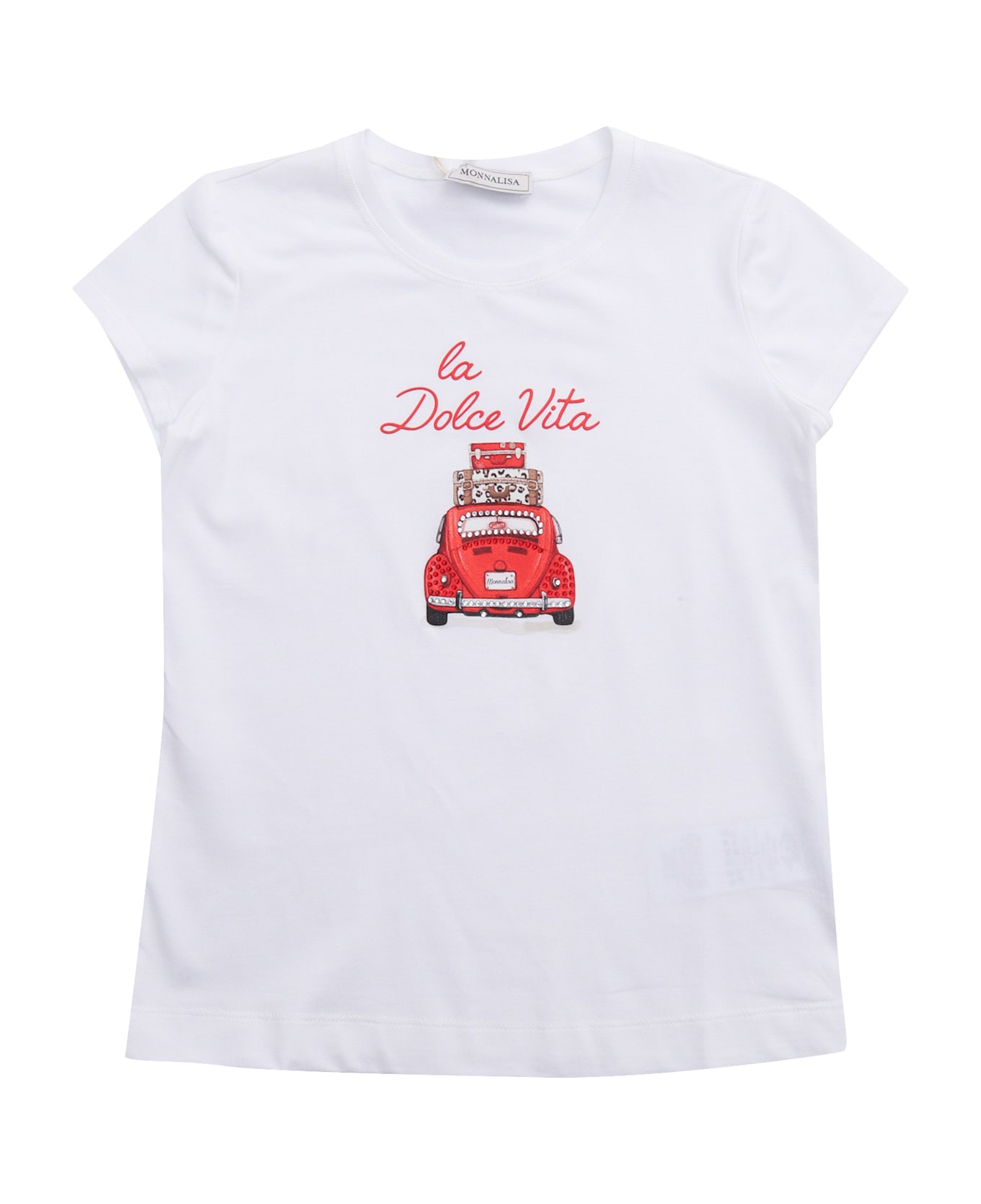 Monnalisa La Dolce Vita Printed T-shirt - WHITE