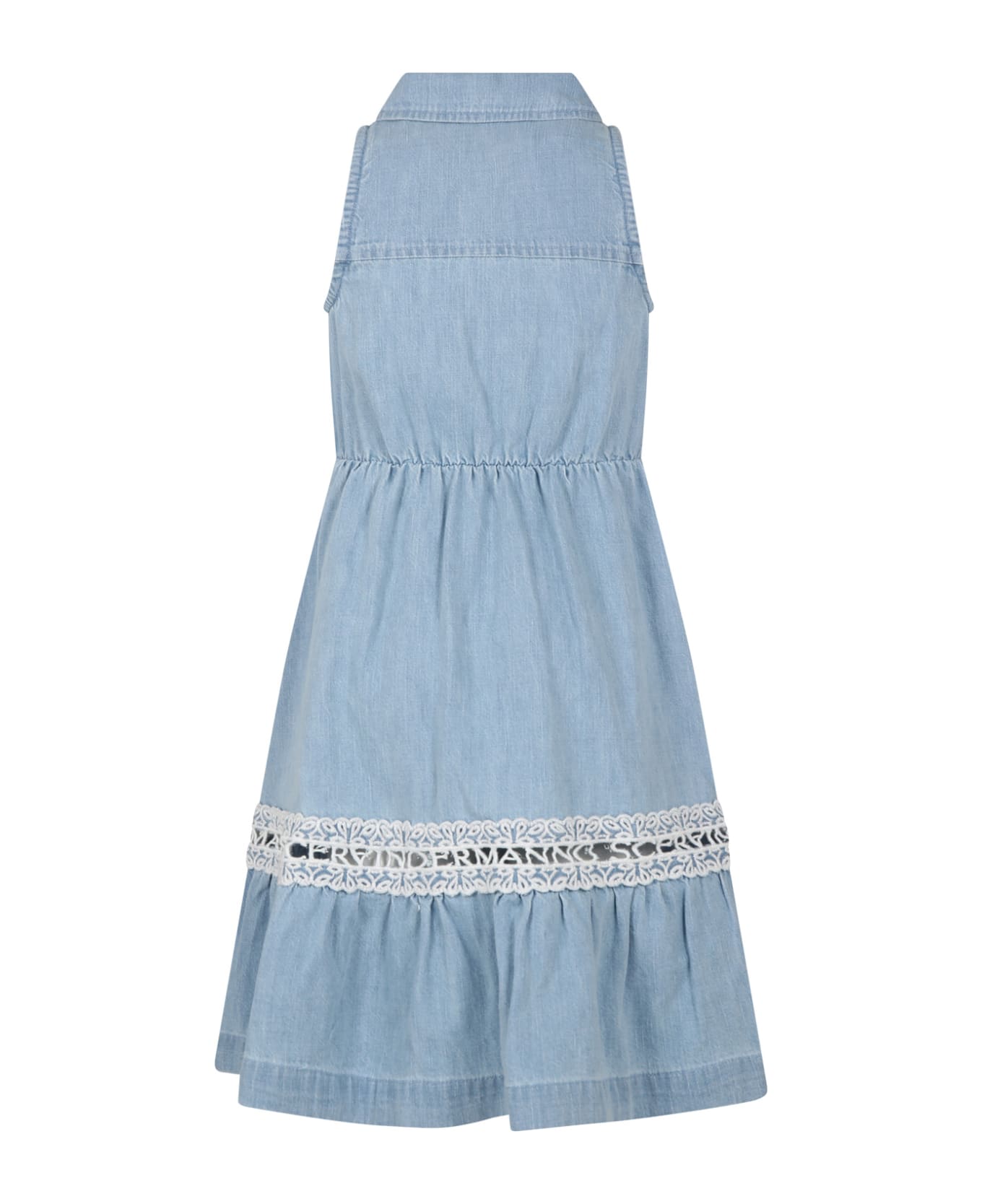 Ermanno Scervino Junior Blue Dress For Girl With Logo - Denim ワンピース＆ドレス
