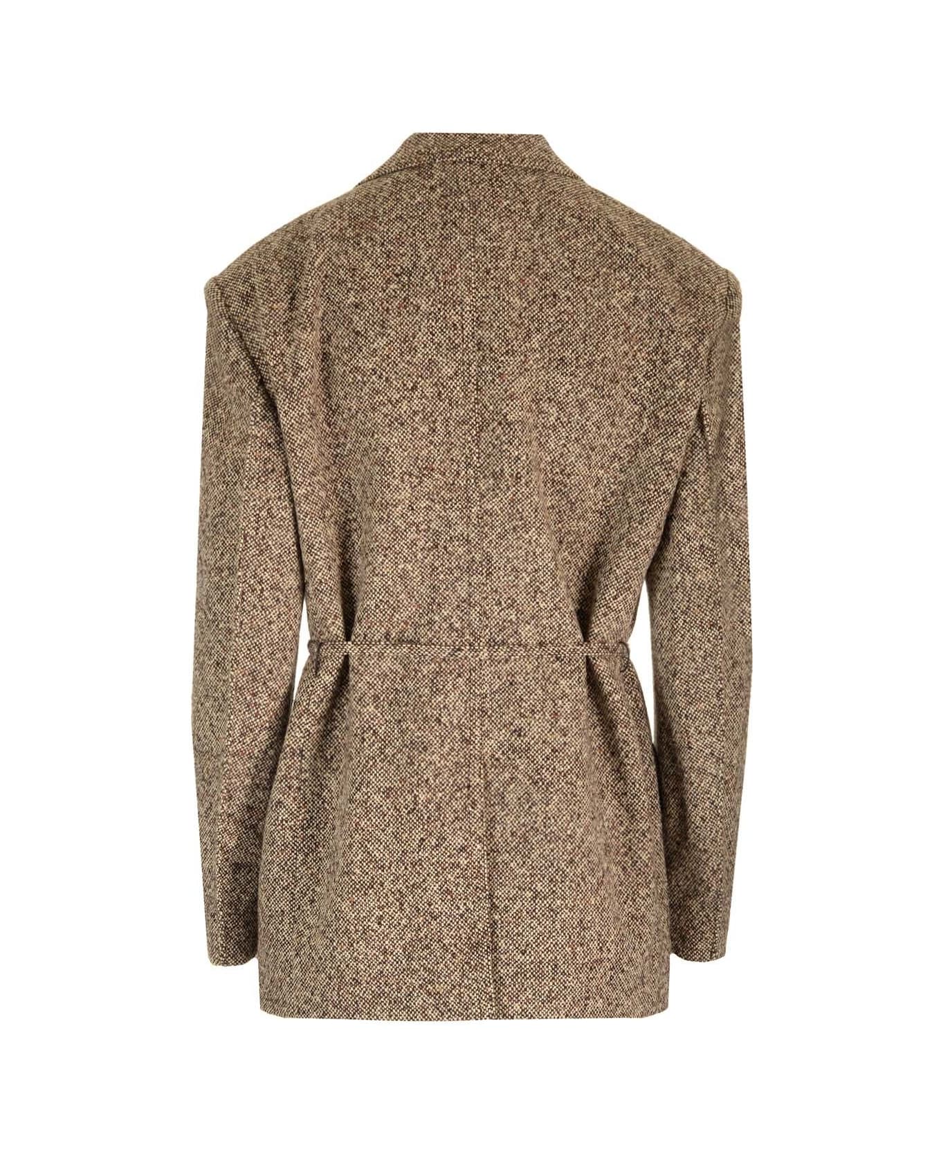 Acne Studios Tweed Belted Blazer - Brown