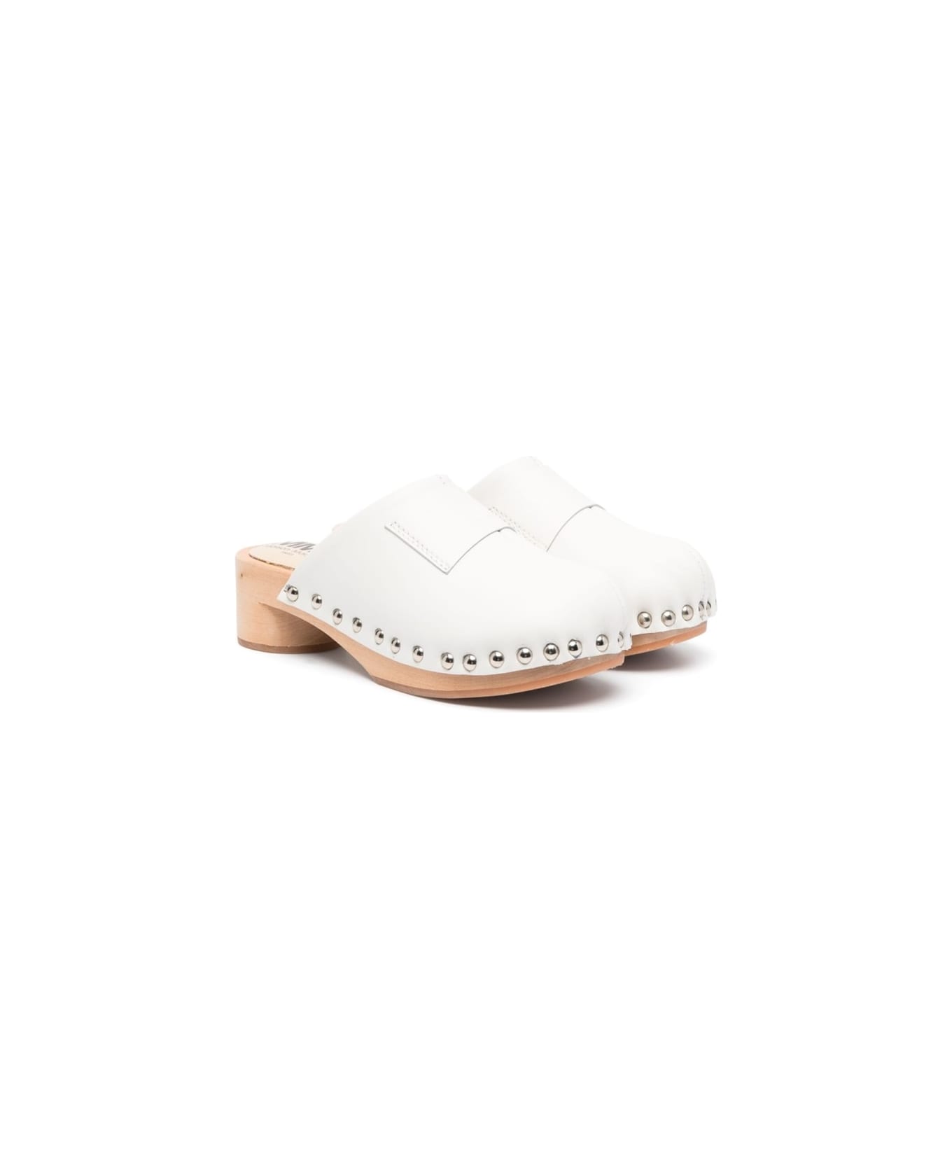 MM6 Maison Margiela Wooden Closed Toe Clogs - IVORY