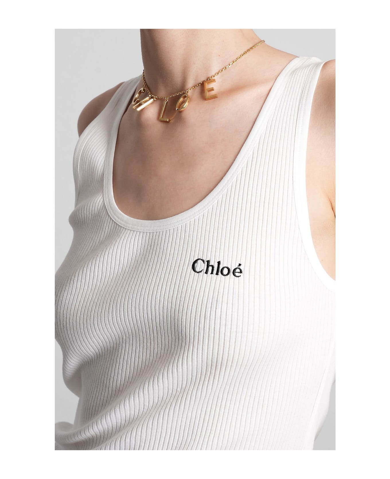 Chloé Tank Top In White Cotton - white