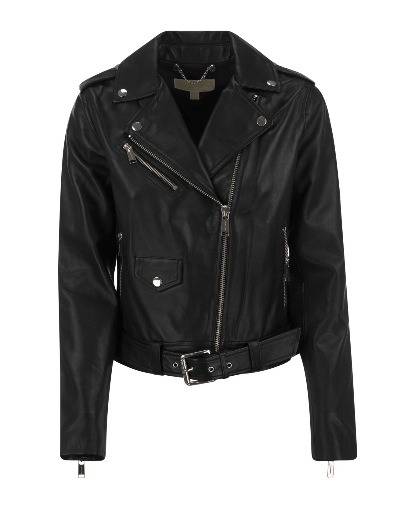 MICHAEL Michael Kors Leather Biker Jacket - Black