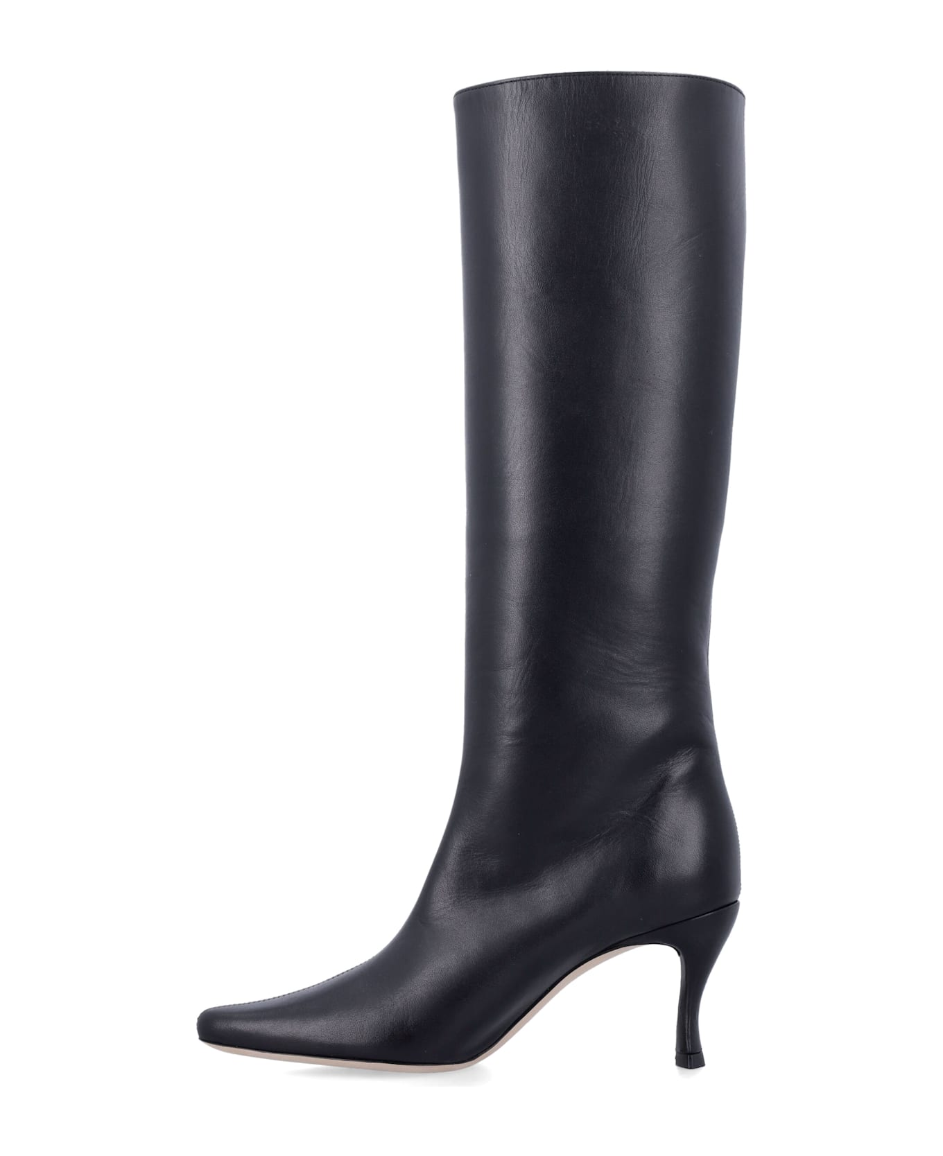 BY FAR Stevie 42 White Leather Boots - BLACK