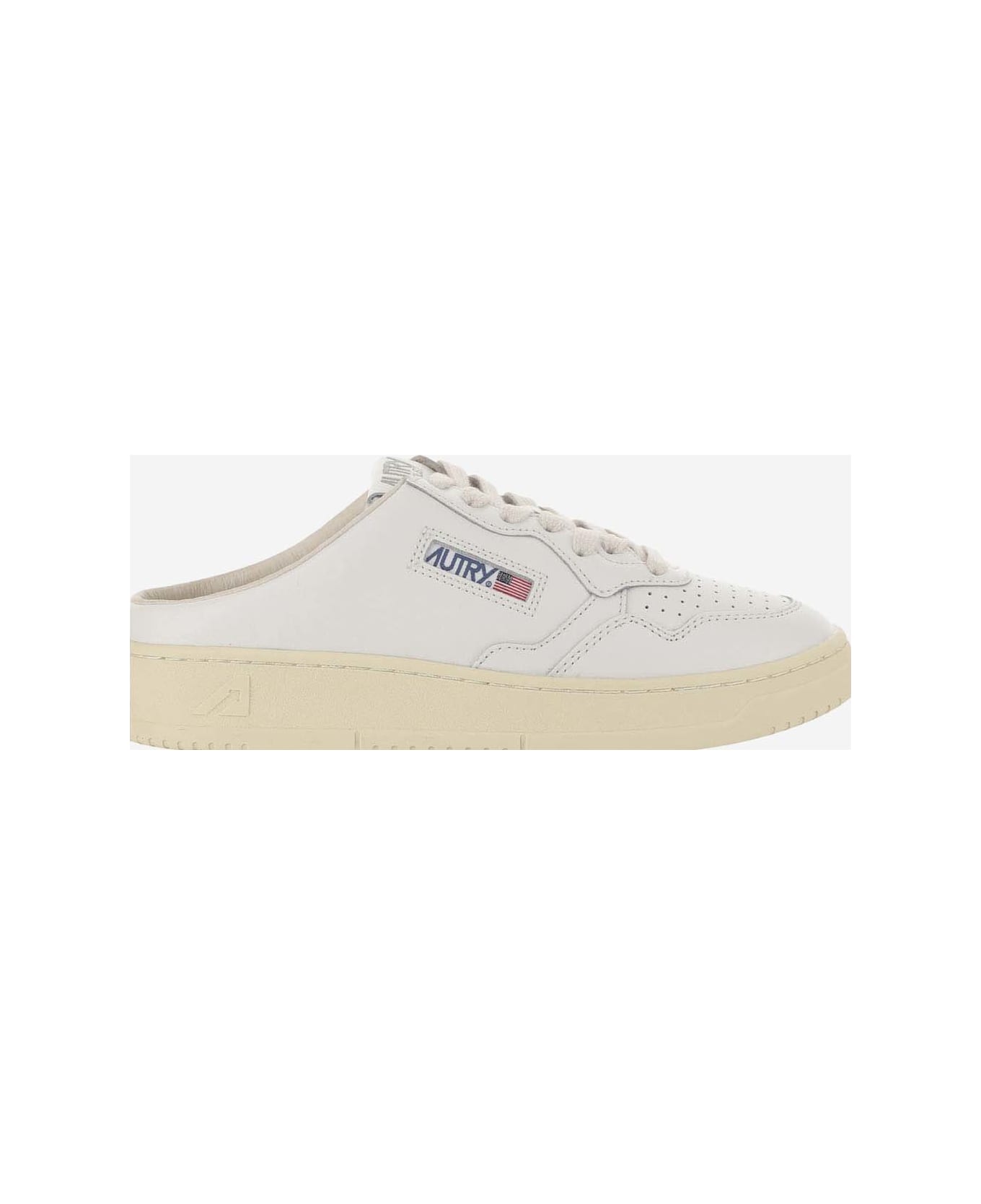 Autry Medalist Mule Low Leather Sneakers - Wht/wht