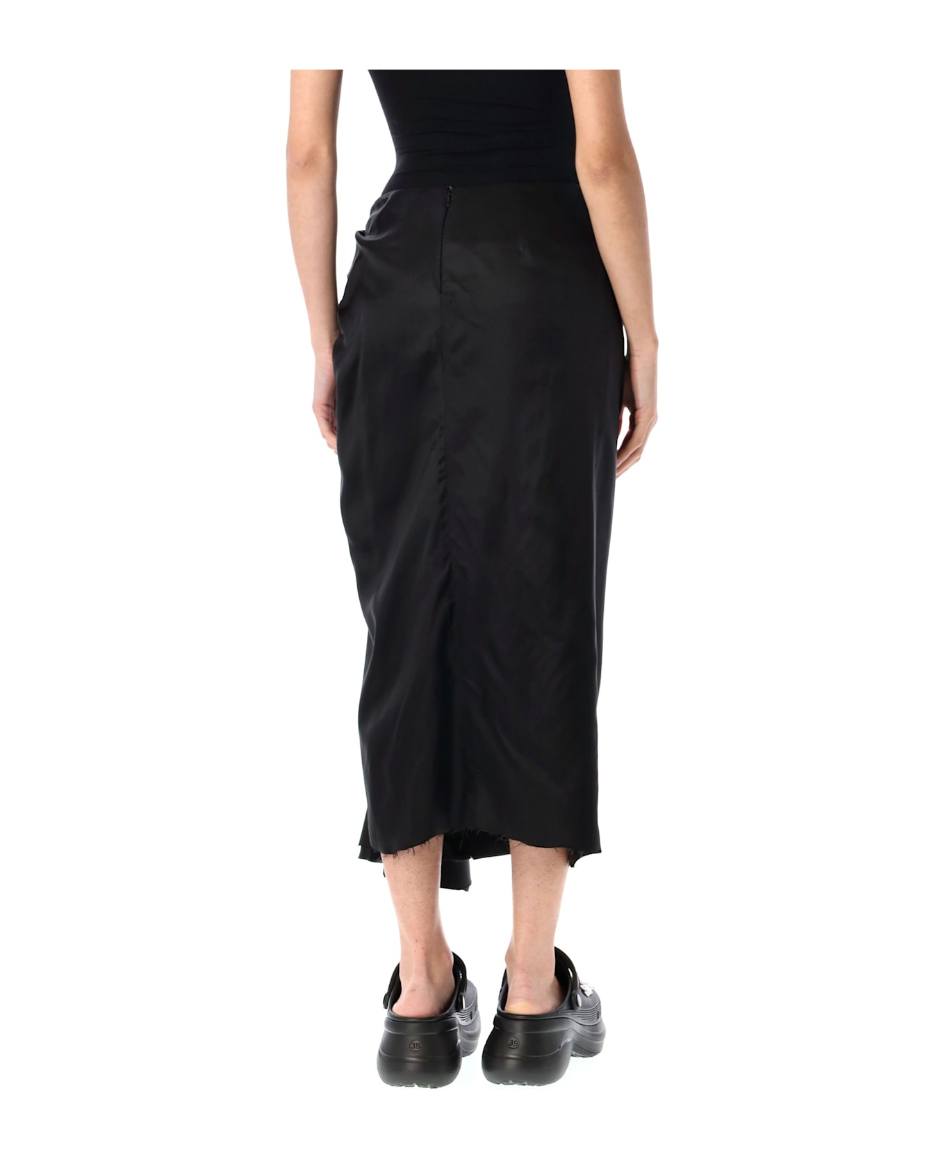 Balenciaga Draped Midi Skirt - BLACK