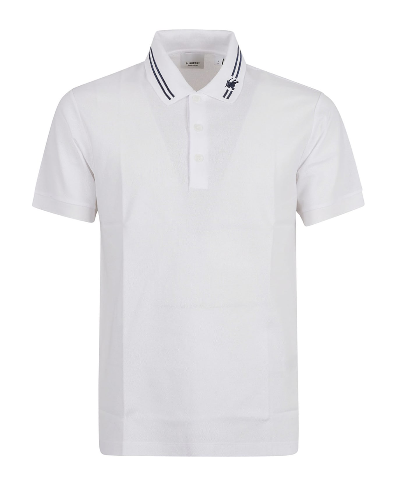 Burberry Stripe Detail Regular Fit Polo Shirt - White