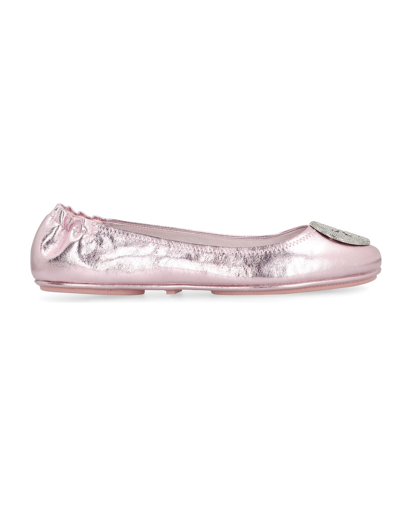 Tory Burch Minnie Travel Metallic Leather Ballet Flats - Pink