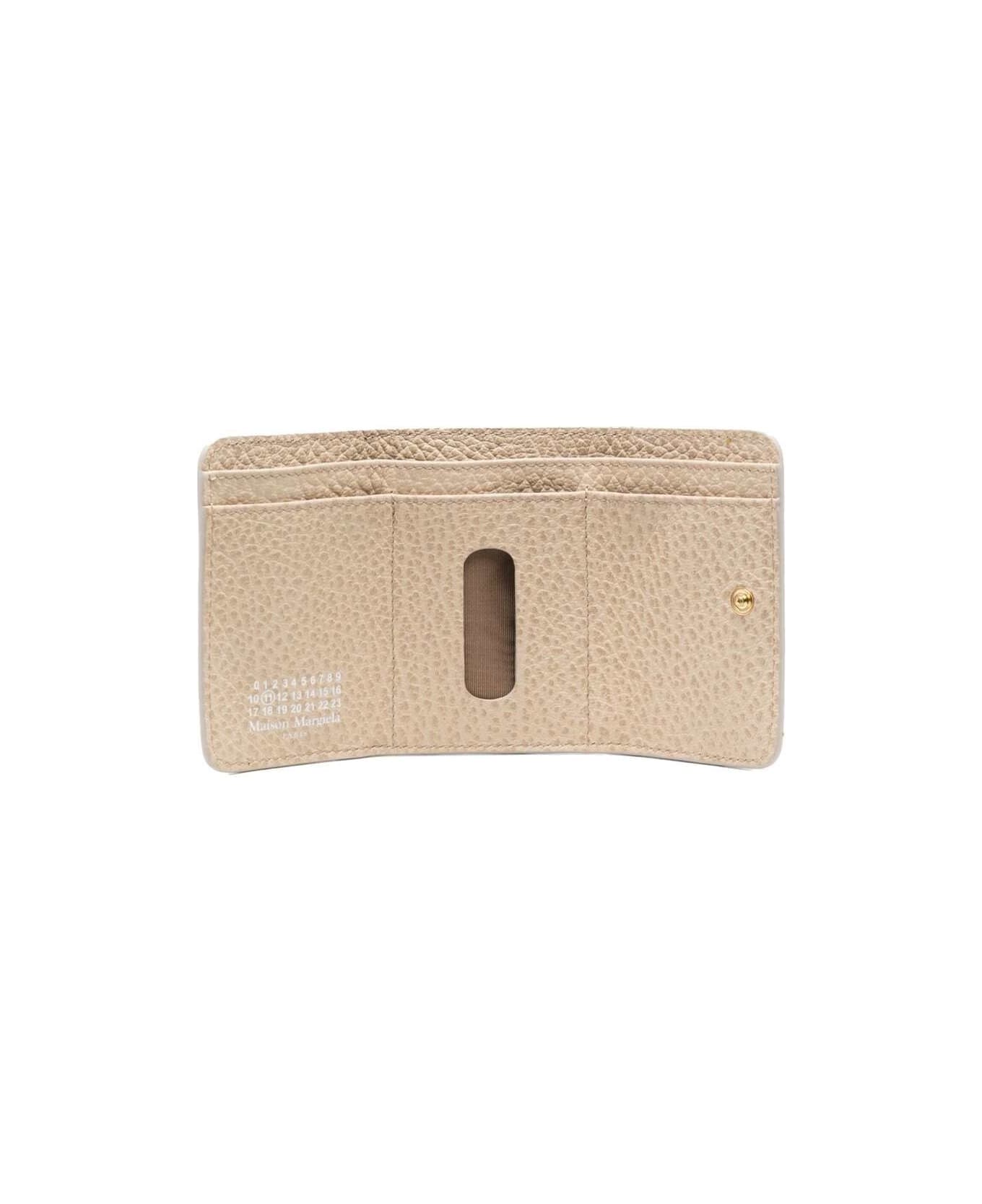 Maison Margiela Beige Compact Card Holder With Four-stitch Detail In Grained Leather Woman Maison Margiela - Non definito