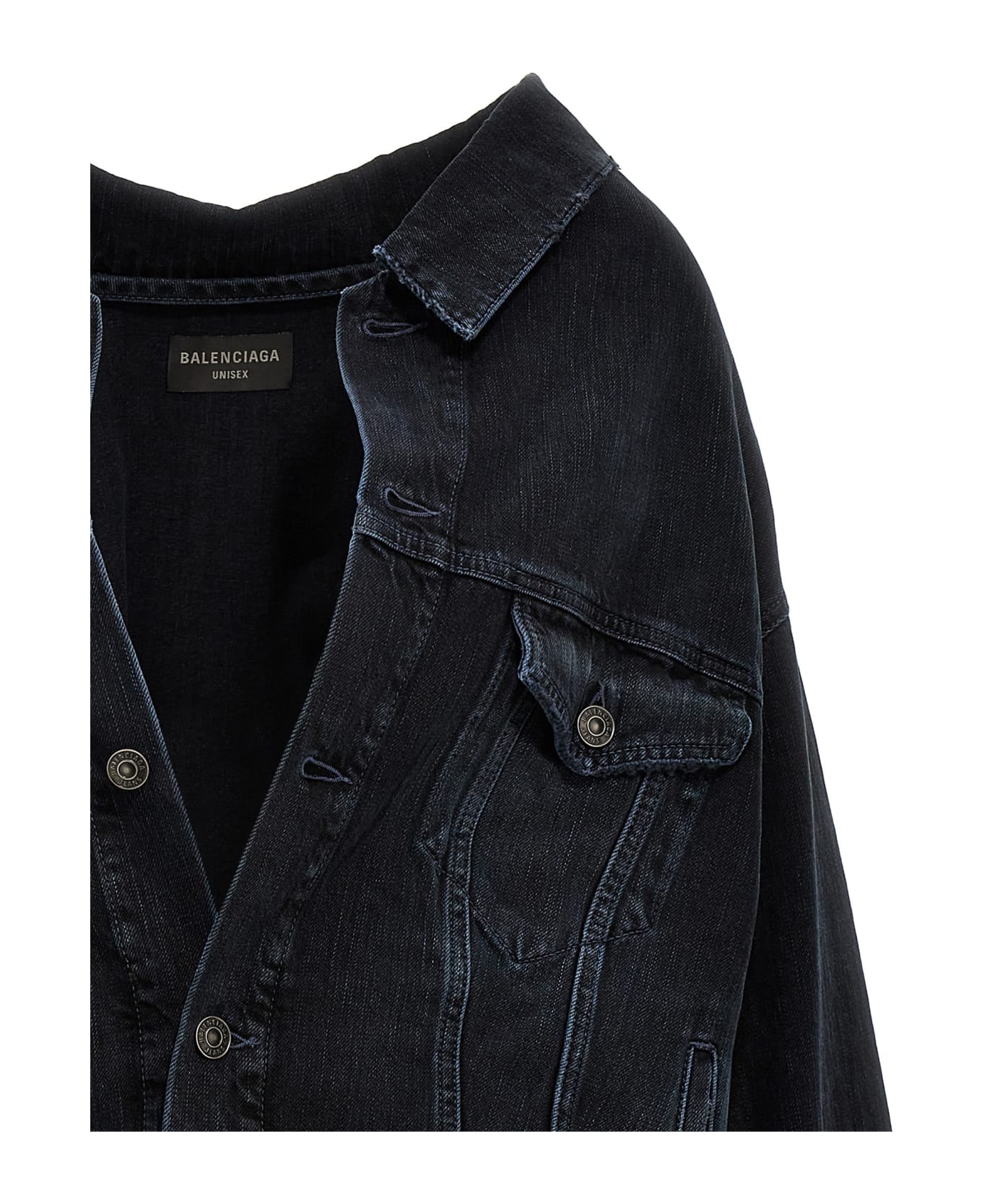 Balenciaga Off-the-shoulder Denim Jacket - Blue