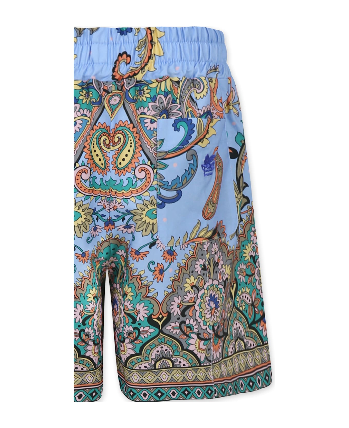 Etro Light Blue Shorts For Boy With Paisley Pattern - Light Blue