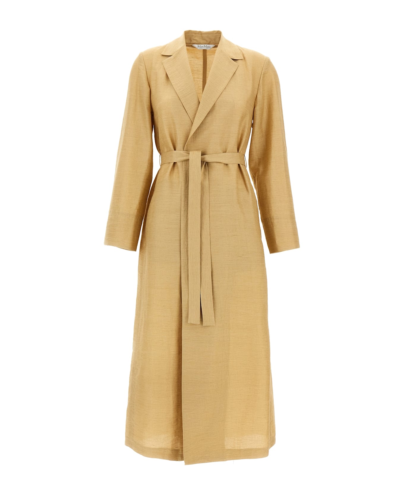 Max Mara Linen And Silk Canvas Overcoat - Beige