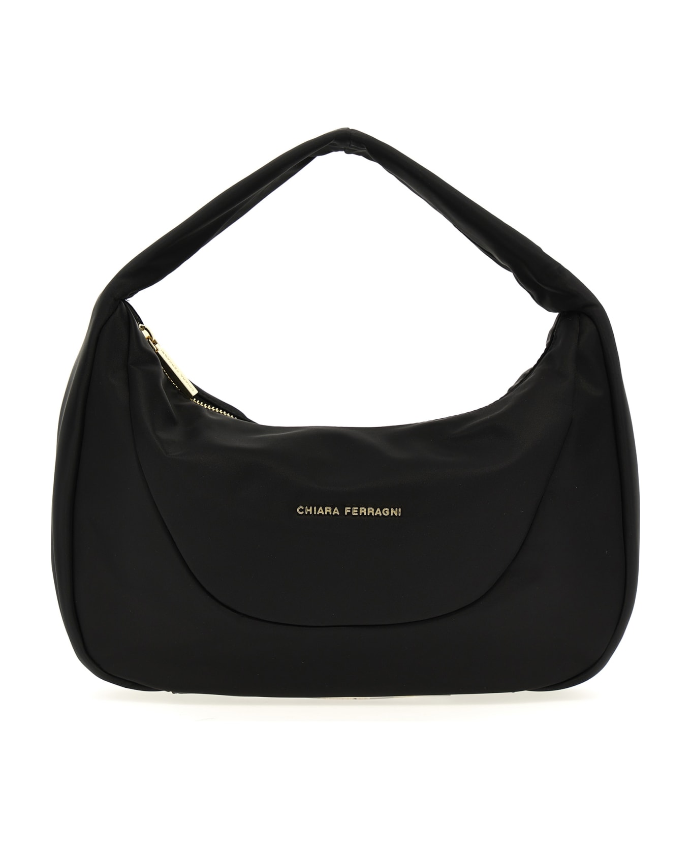Chiara Ferragni Logo Nylon Shoulder Bag - Black