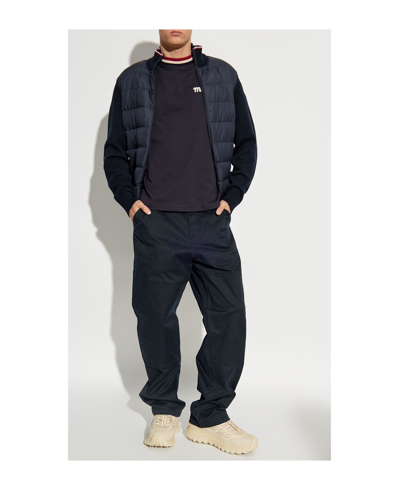 Moncler Cardigan With Down Insert - BLUE