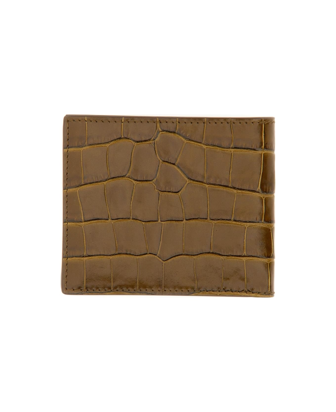 Tom Ford Embossed Bi-fold Wallet - khaki