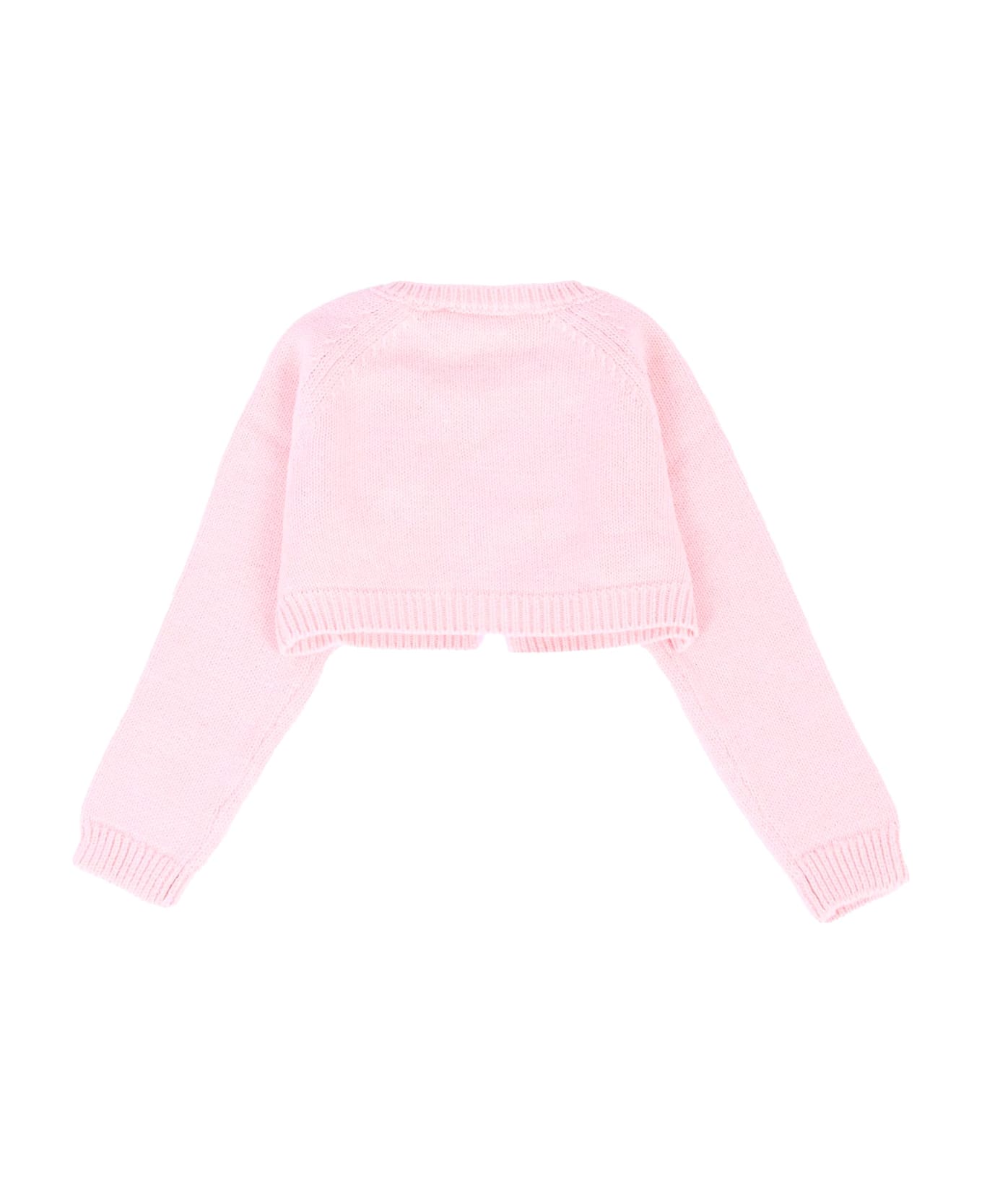 Monnalisa Pink Cardigan For Baby Girl With Logo - Pink