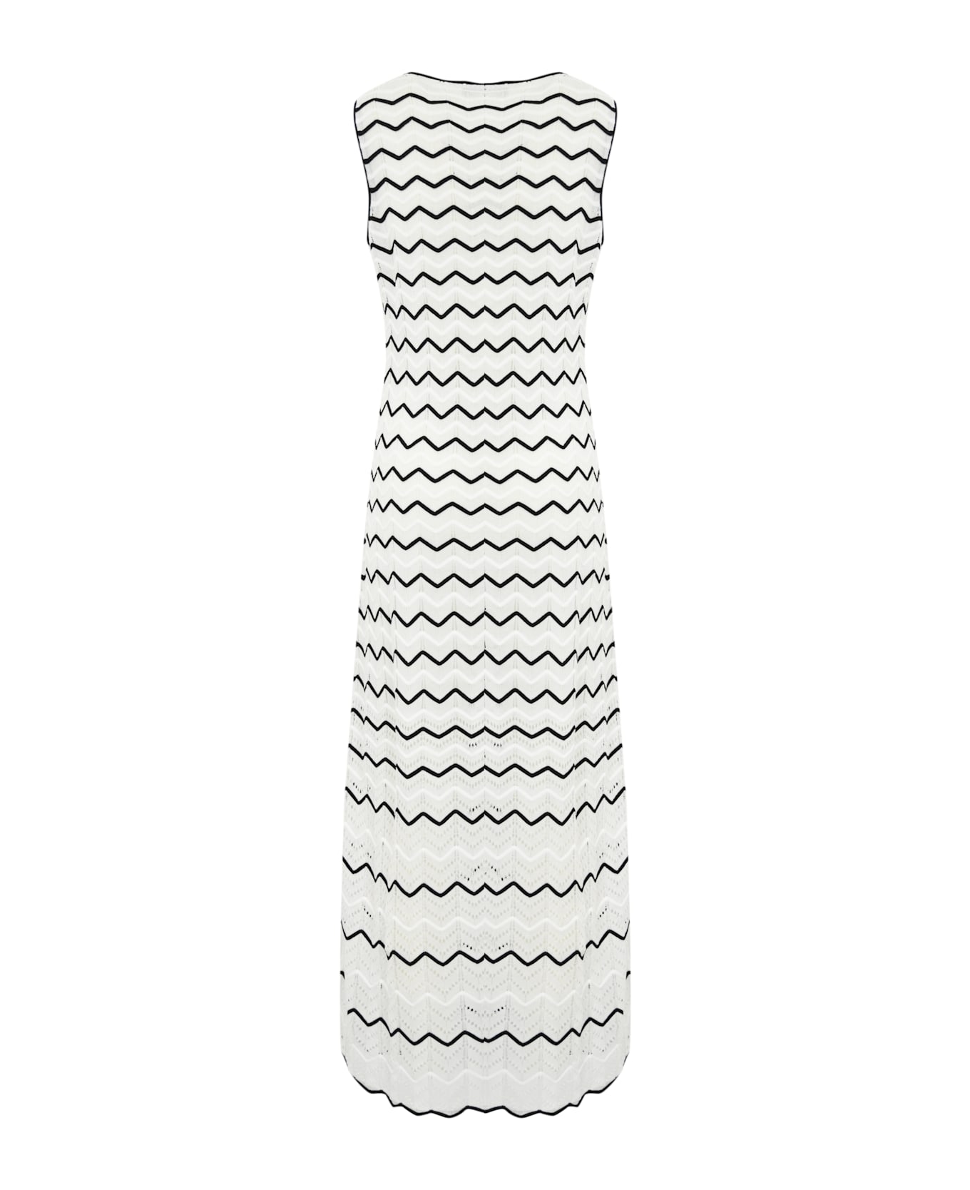 D.Exterior Two-tone Striped Lace Dress - Bianco/nero
