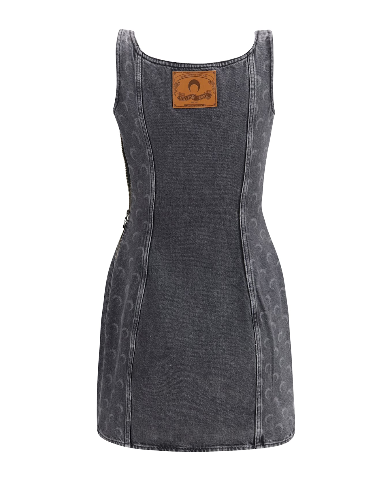 Marine Serre Moon Laser Denim Sleeveless Mini Dress