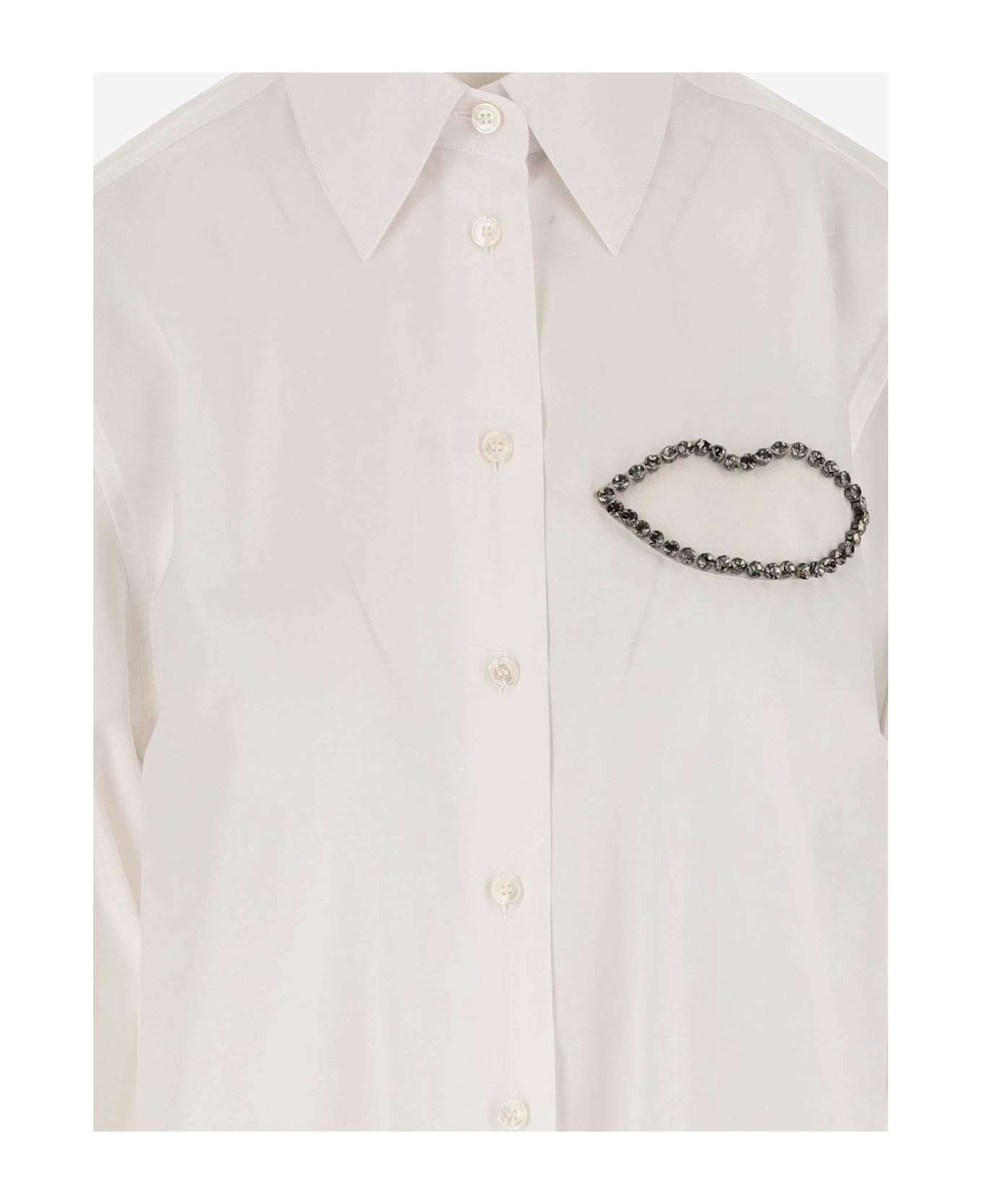 Stella McCartney Cotton Shirt With Rhinestones - White