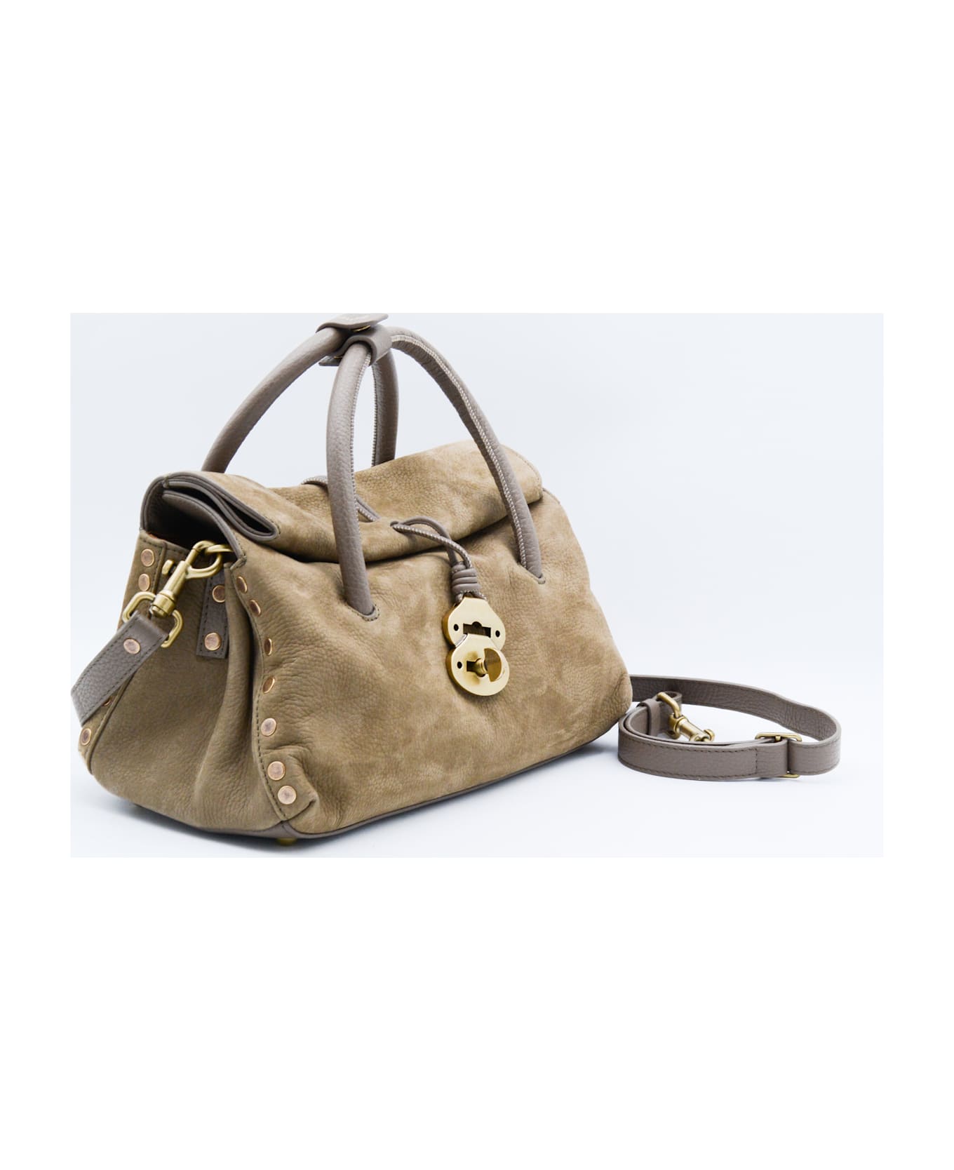Zanellato Beige Leather Dotta Jones Small Top Handle Bag - GREY VOLTOLINA